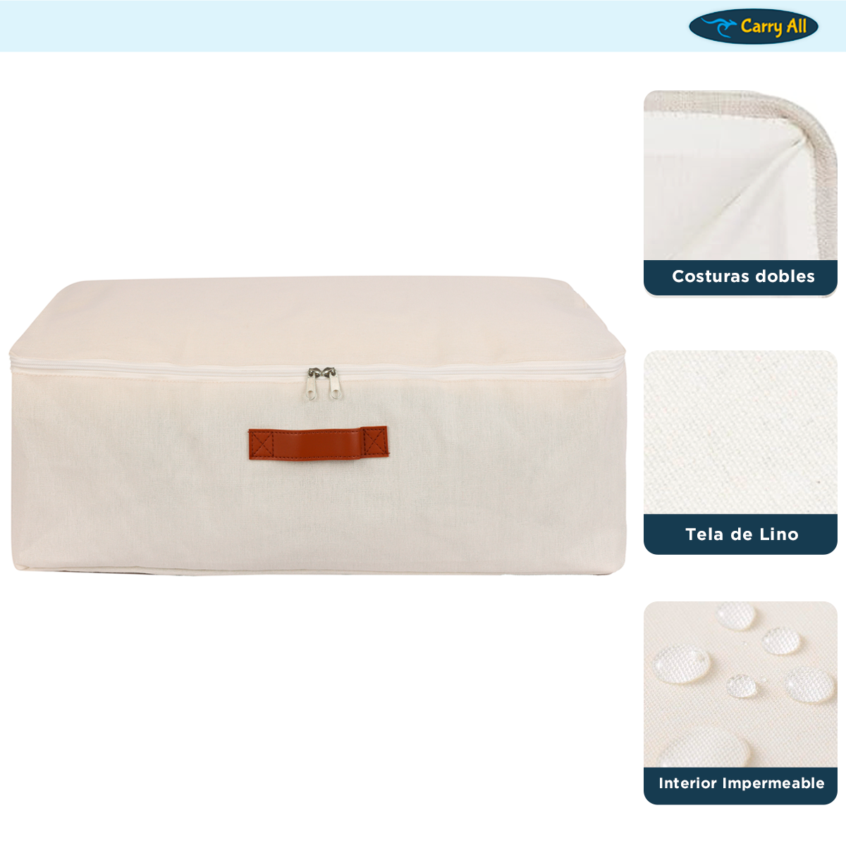 Bolsa Organizadora Underbed Bajo Cama Carry All De Lino-3