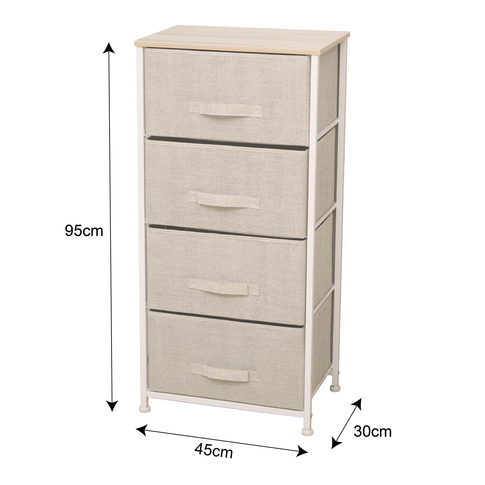 Comoda Cajonera 4 Cajones Velador Metal Madera Tela Premium-3