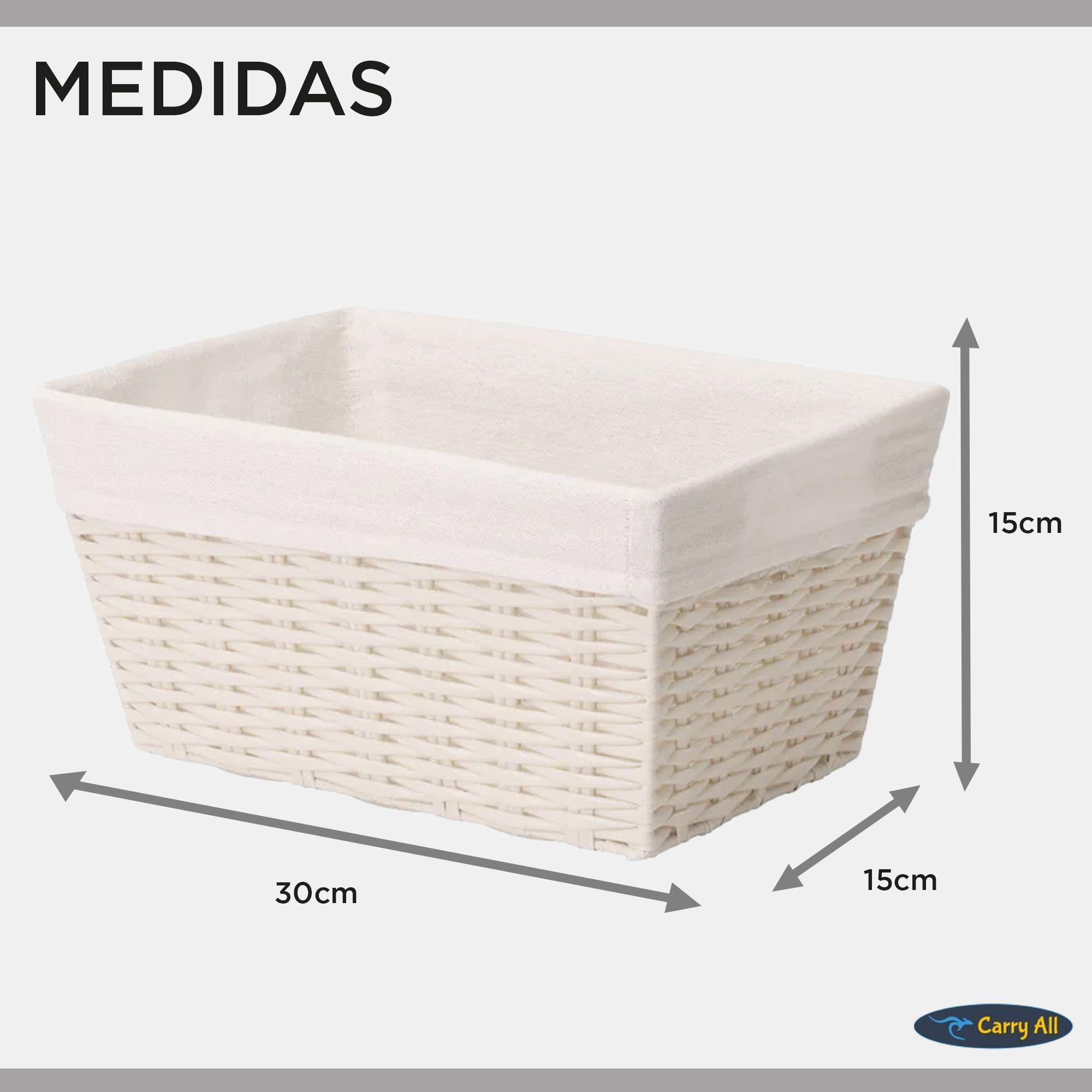 Pack 3 Canastos Cestas Organizadoras Carry All Estilo Rat n Crema S-3
