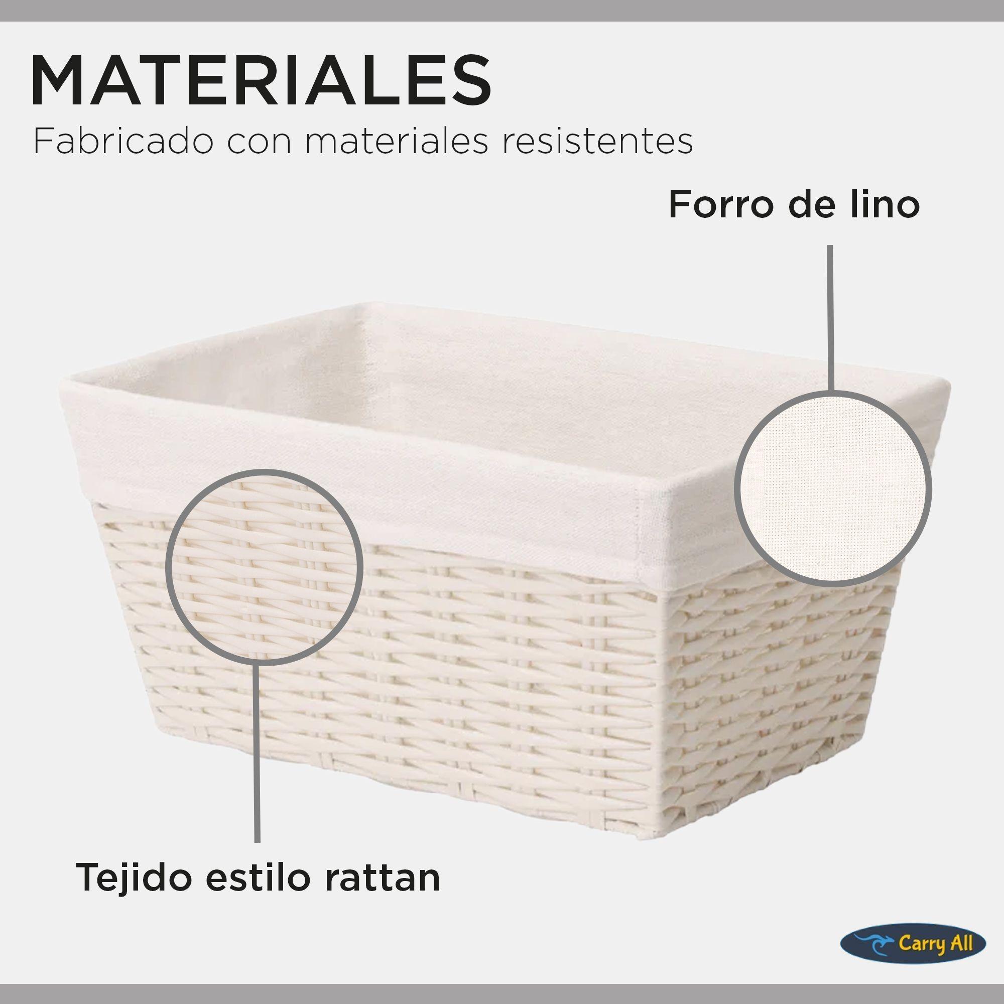 Pack 3 Canastos Cestas Organizadoras Carry All Estilo Rat n Crema S-5