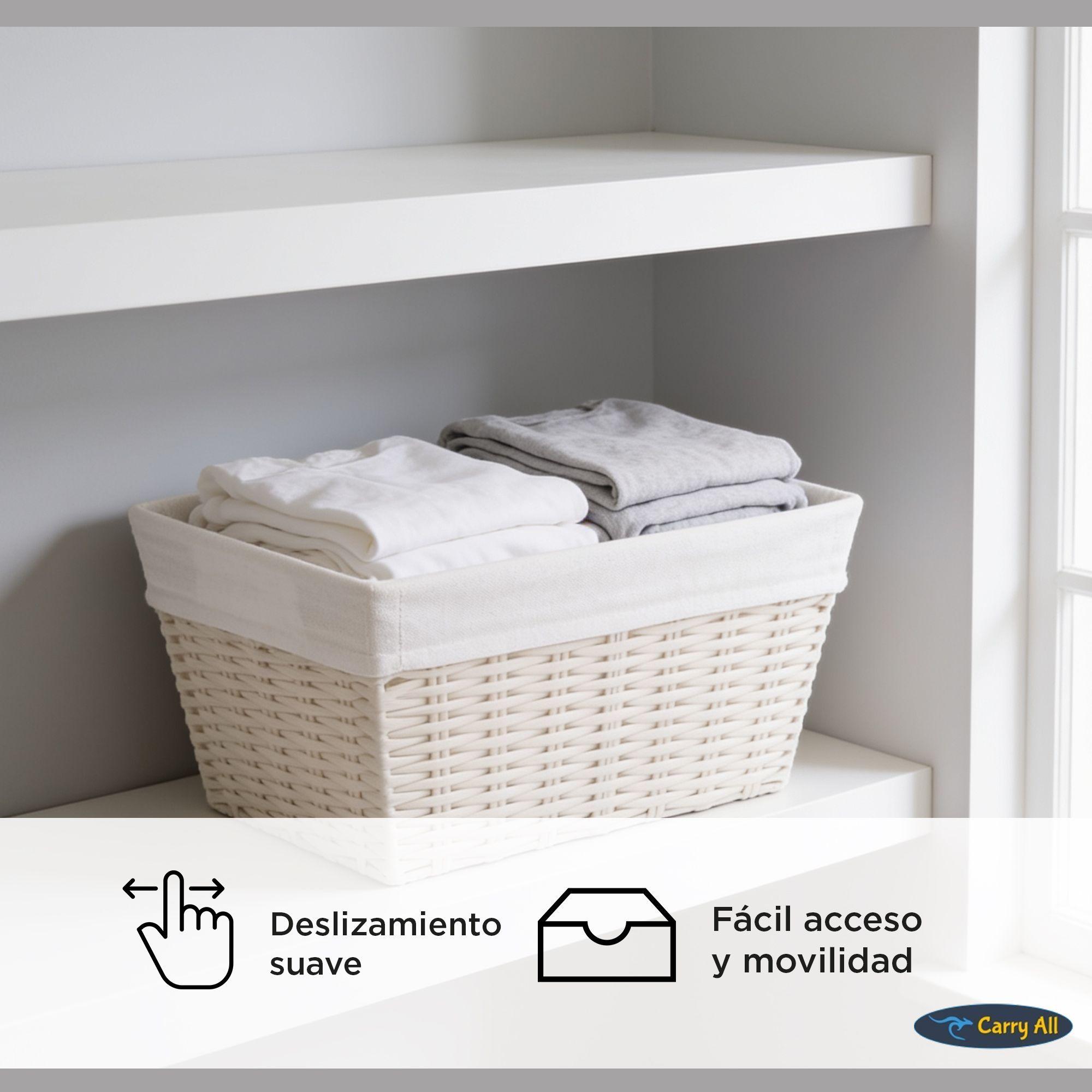 Pack 3 Canastos Cestas Organizadoras Carry All Estilo Rat n Crema S-6
