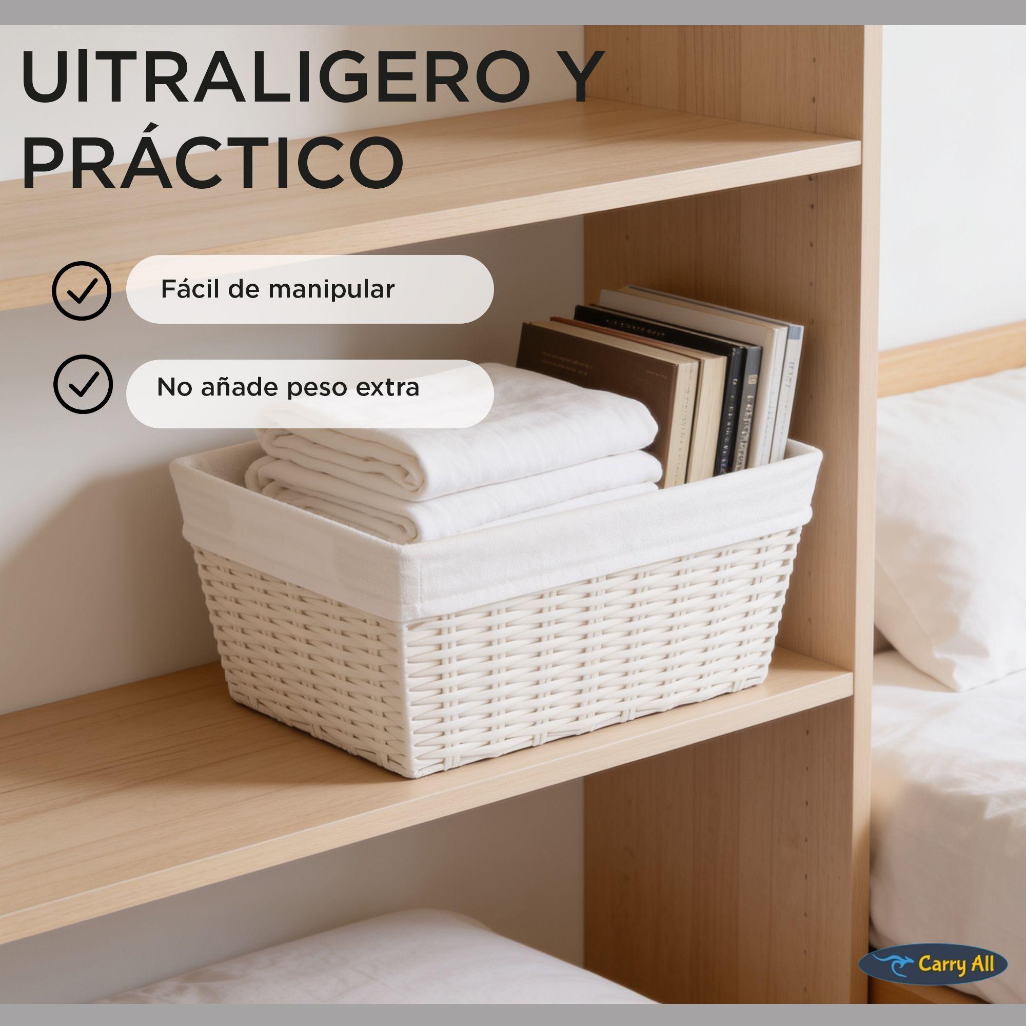 Pack 3 Canastos Cestas Organizadoras Carry All Estilo Rat n Crema S-7