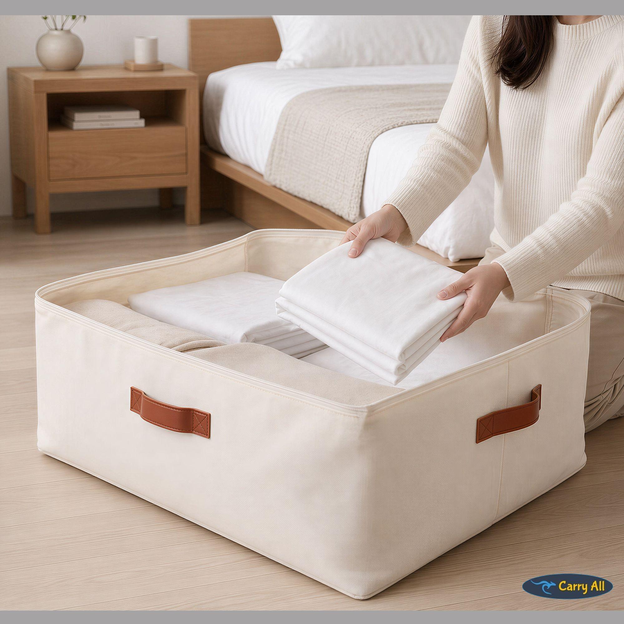 Pack 3 Bolsas Organizadoras Underbed Bajo Cama Carry All De Lino-3