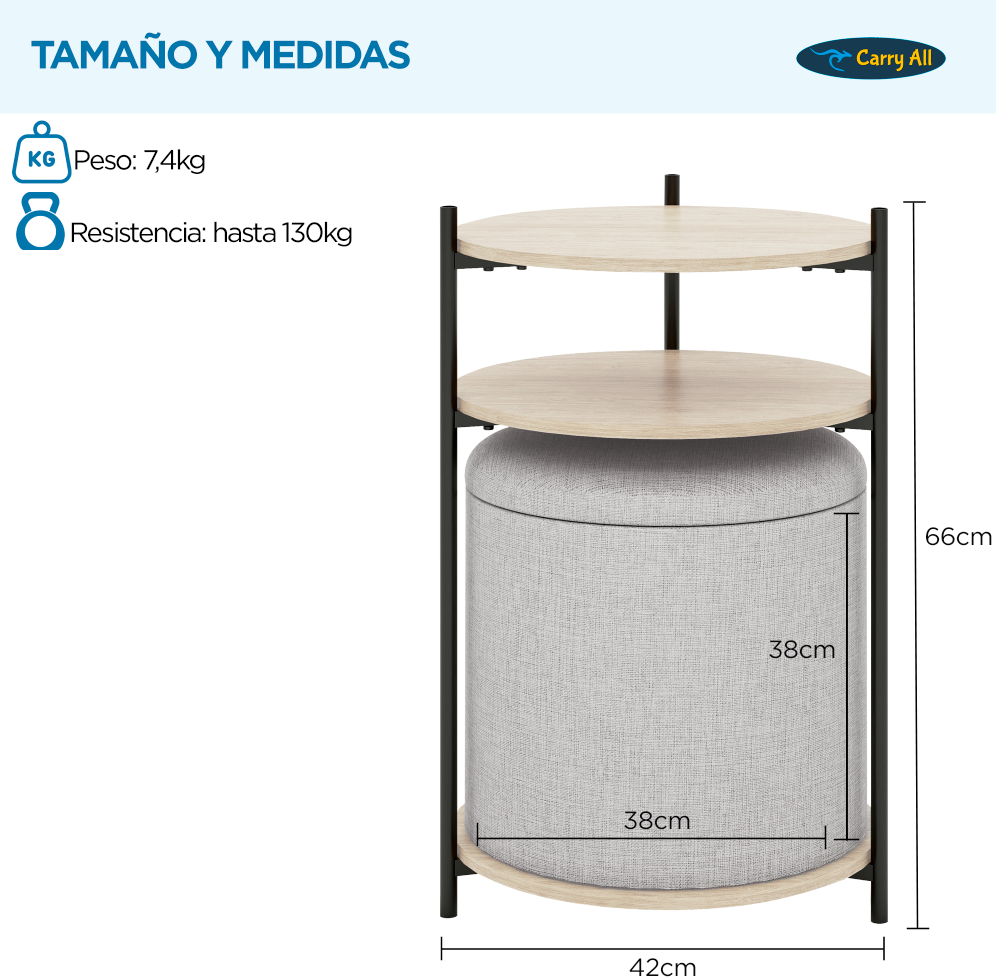Mesa Centro Arrimo Con Pouf Minimalist 2 En 1 -3