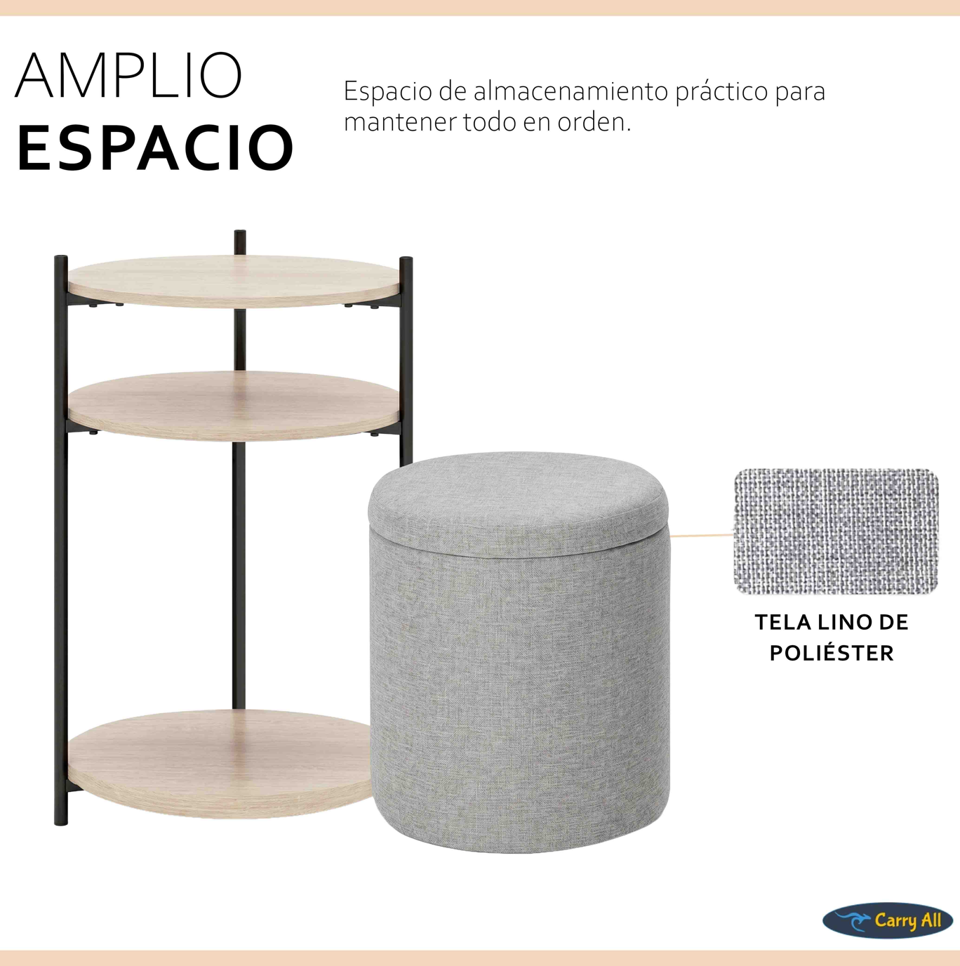Mesa Centro Arrimo Con Pouf Minimalist 2 En 1 -2