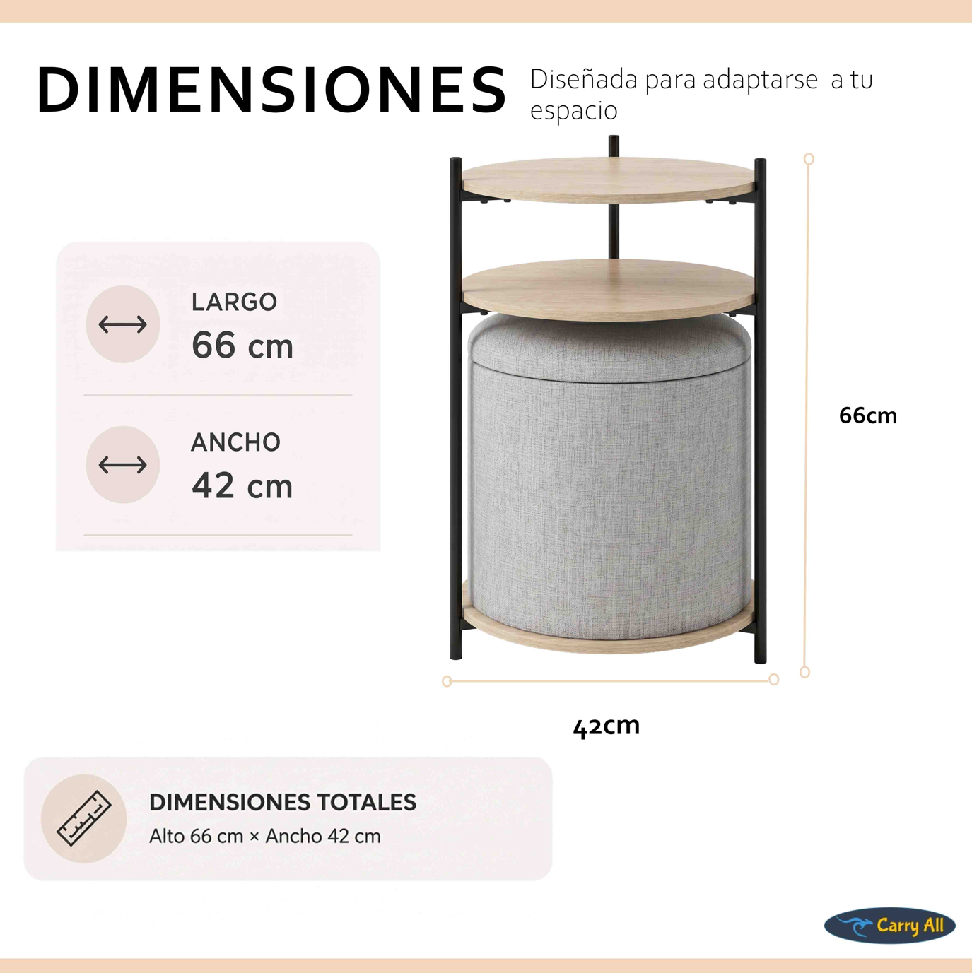 Mesa Centro Arrimo Con Pouf Minimalist 2 En 1 -3