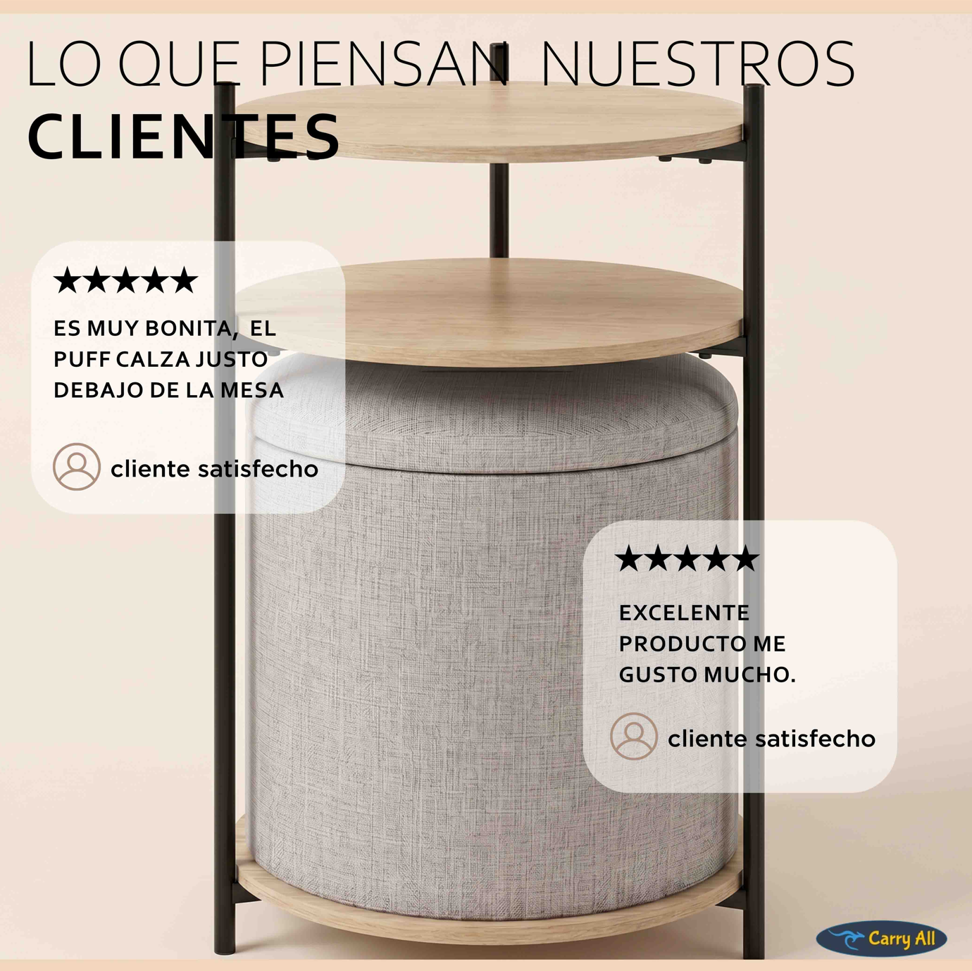 Mesa Centro Arrimo Con Pouf Minimalist 2 En 1 -5