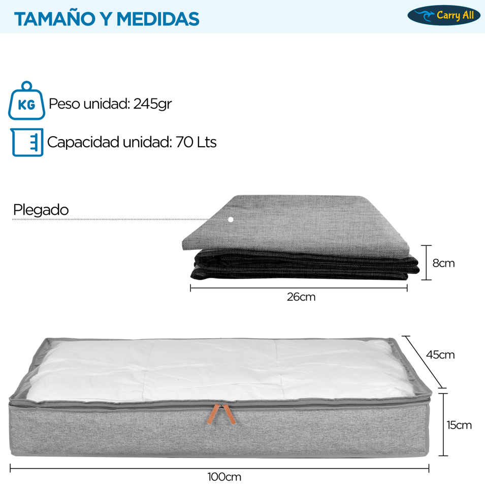 Pack 3 Bolsas Almacenaje Bajo Cama Carry All 70 Litros -2