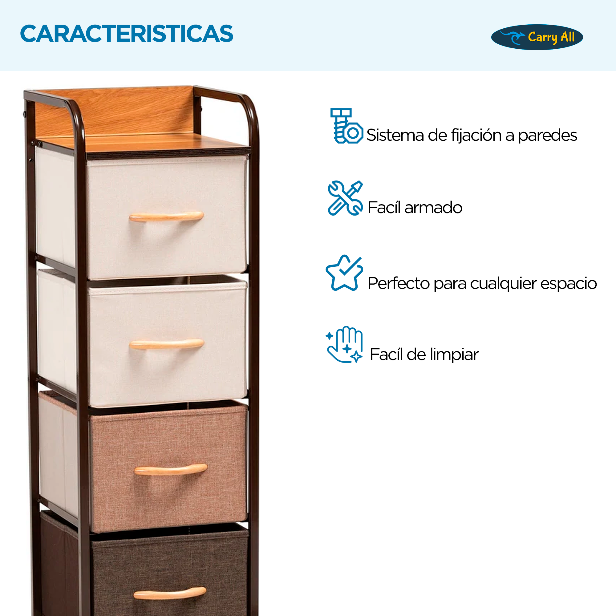 Velador Cajonera 4 Cajones Carry All® Linea Hogar-4