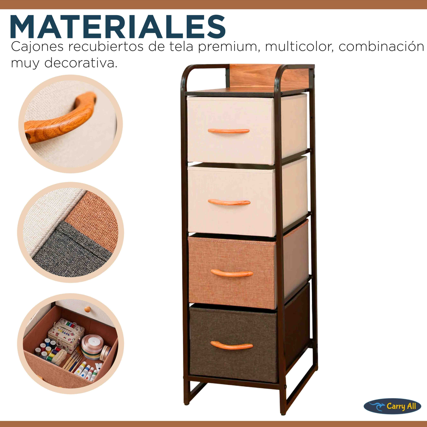 Velador Cajonera 4 Cajones Carry All® Linea Hogar-2