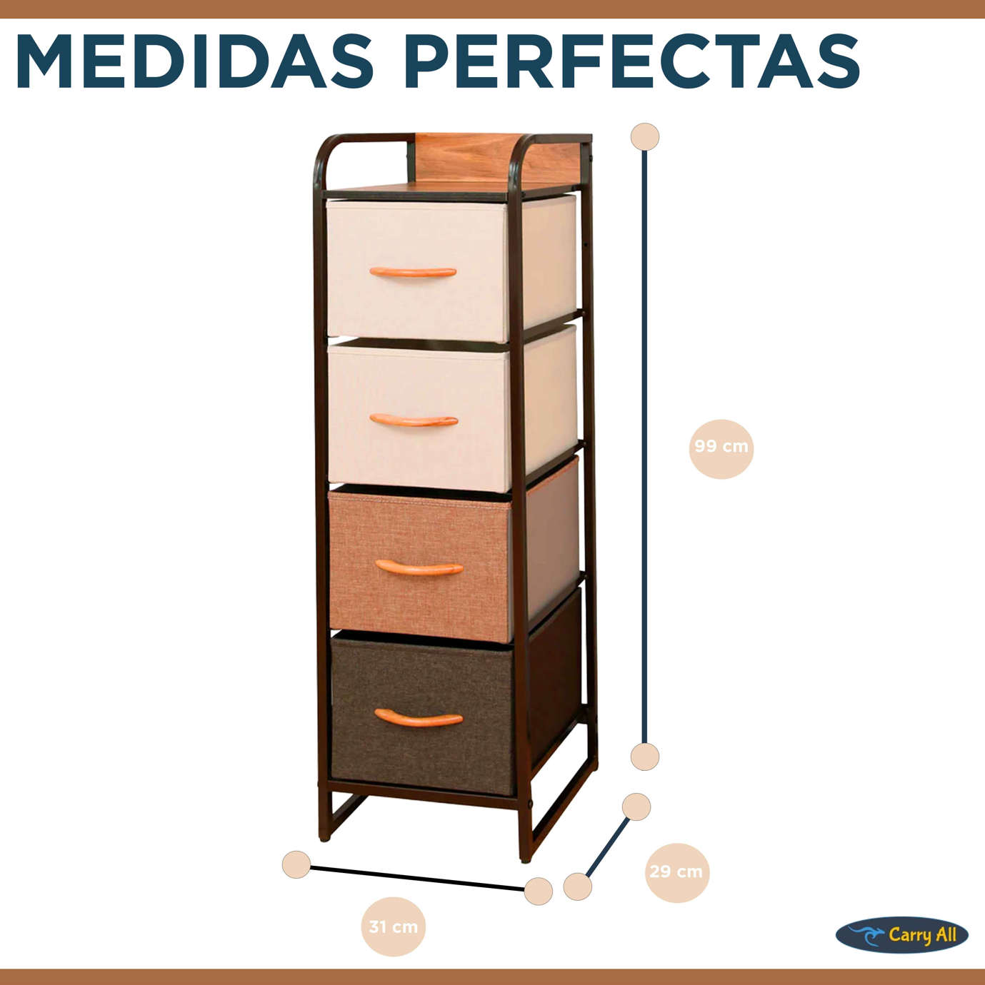 Velador Cajonera 4 Cajones Carry All® Linea Hogar-4