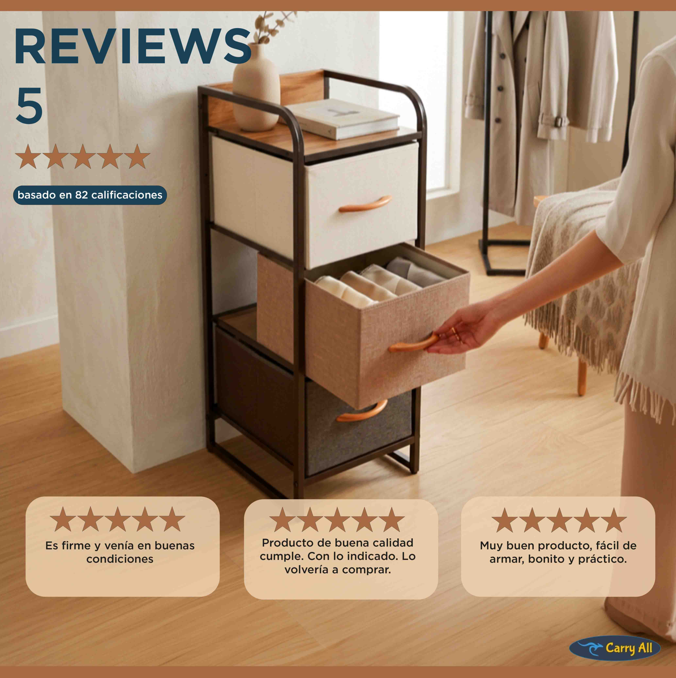 Velador Cajonera 4 Cajones Carry All® Linea Hogar-6