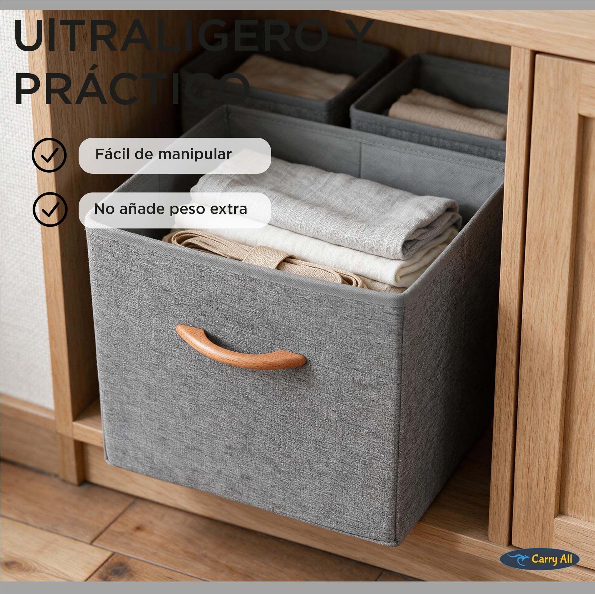 Pack 3 Cajas Cubo Organizador Plegable De Tela-5