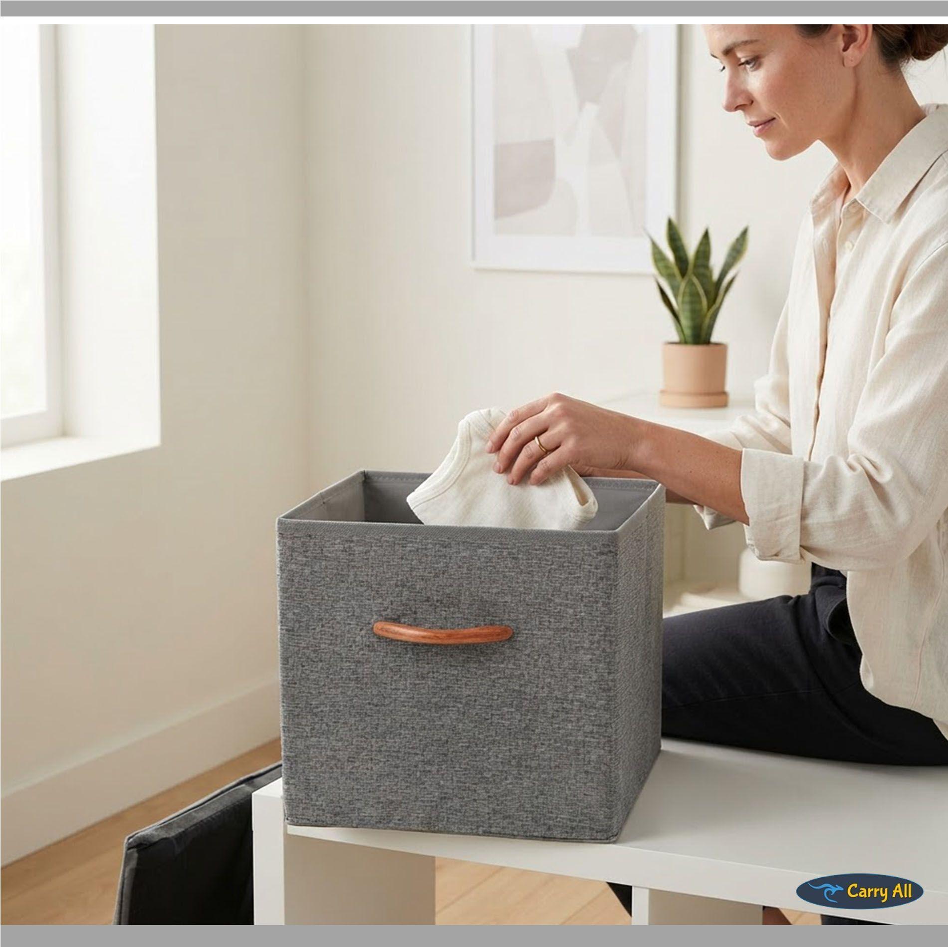 Pack 3 Cajas Cubo Organizador Plegable De Tela-7
