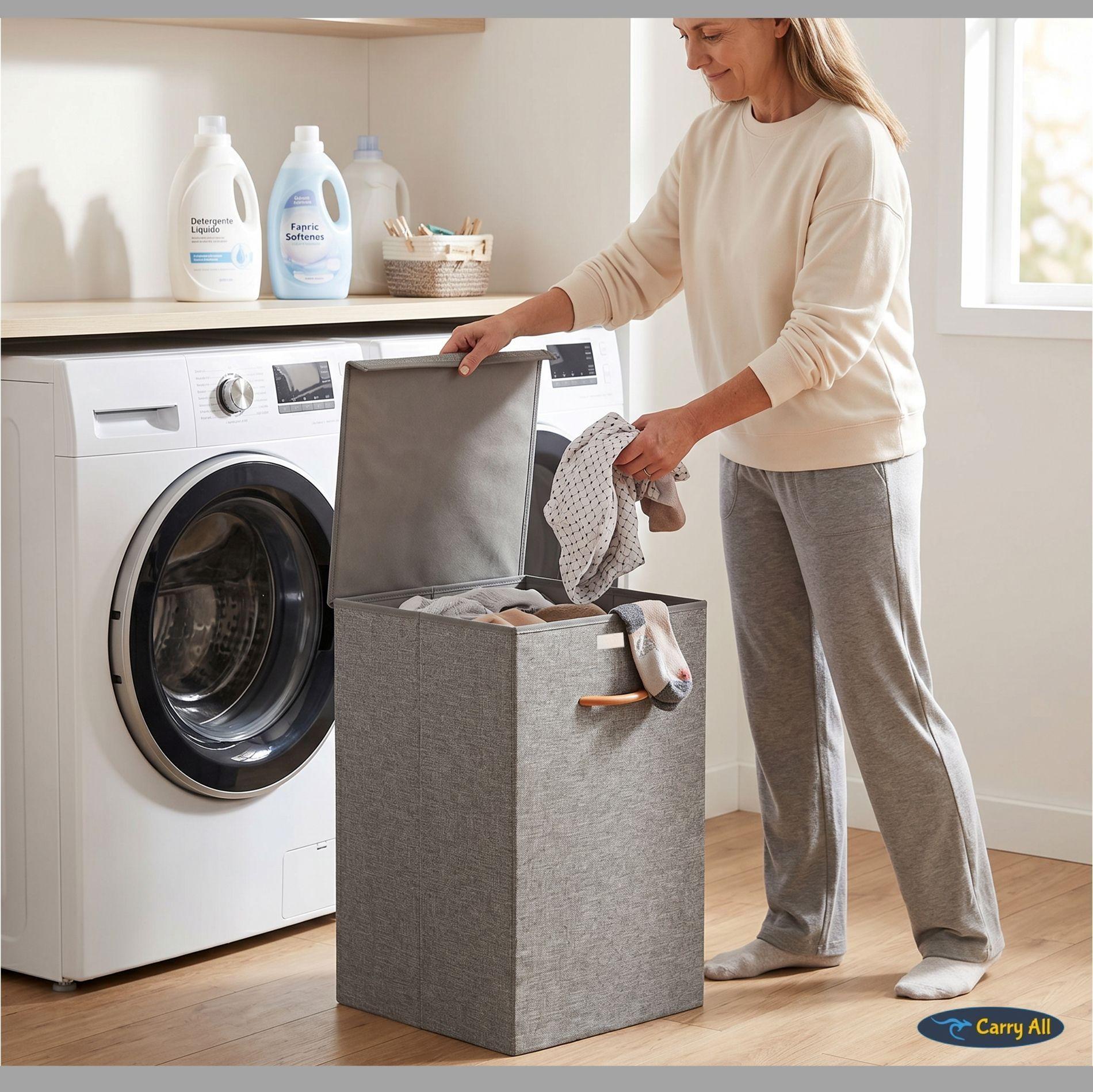 Cesta Canasto Ropa Carry All 78 Litros Plegable Con Tapa-6