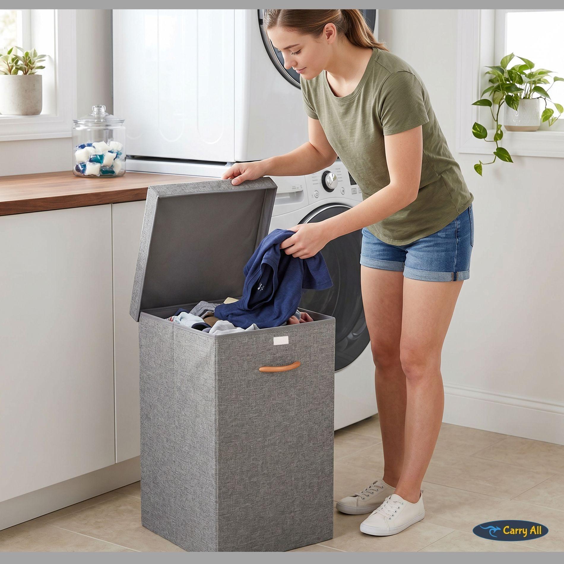Cesta Canasto Ropa Carry All 78 Litros Plegable Con Tapa-7