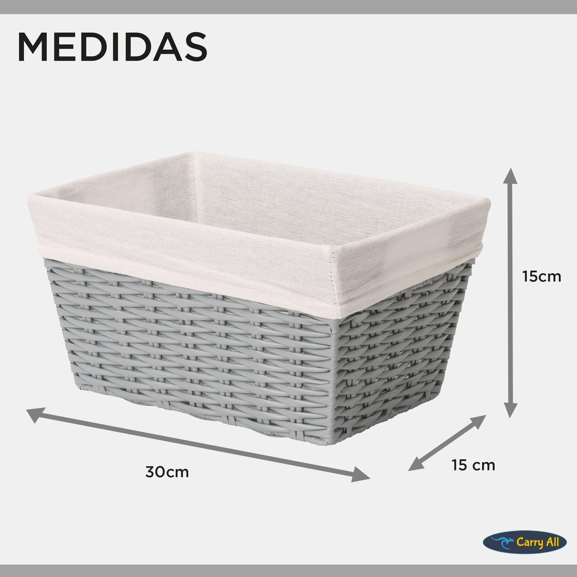 Pack 3 Canastos Cestas Organizadoras Carry All Estilo Rat n Gris S-3