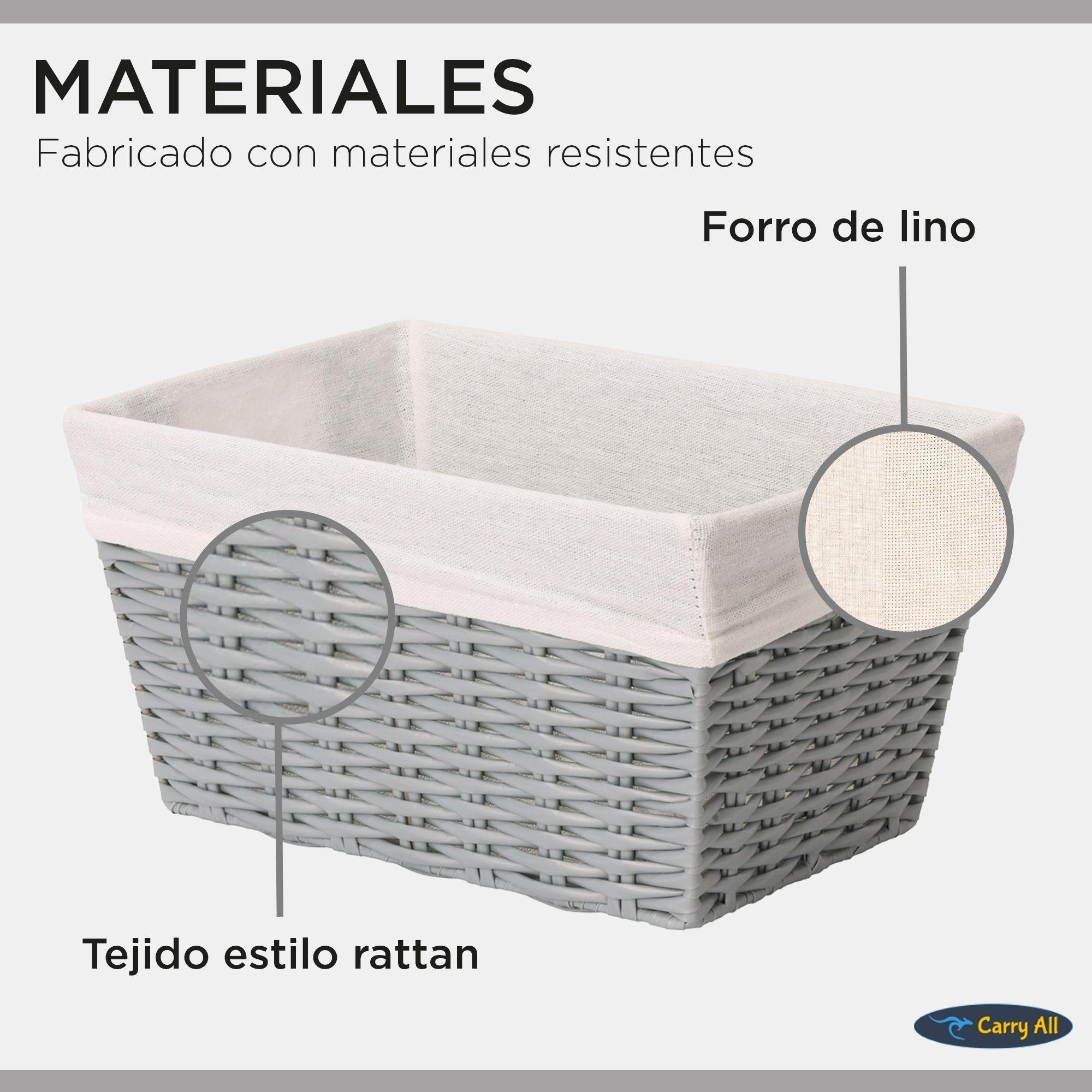 Pack 3 Canastos Cestas Organizadoras Carry All Estilo Rat n Gris S-5