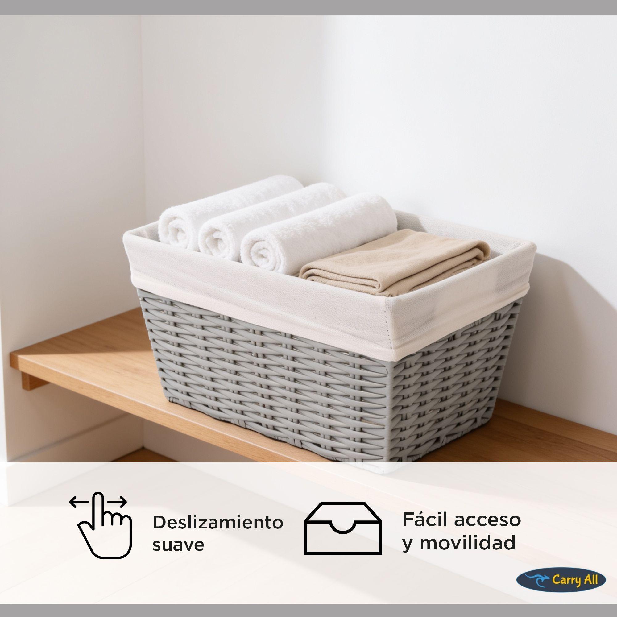 Pack 3 Canastos Cestas Organizadoras Carry All Estilo Rat n Gris S-6