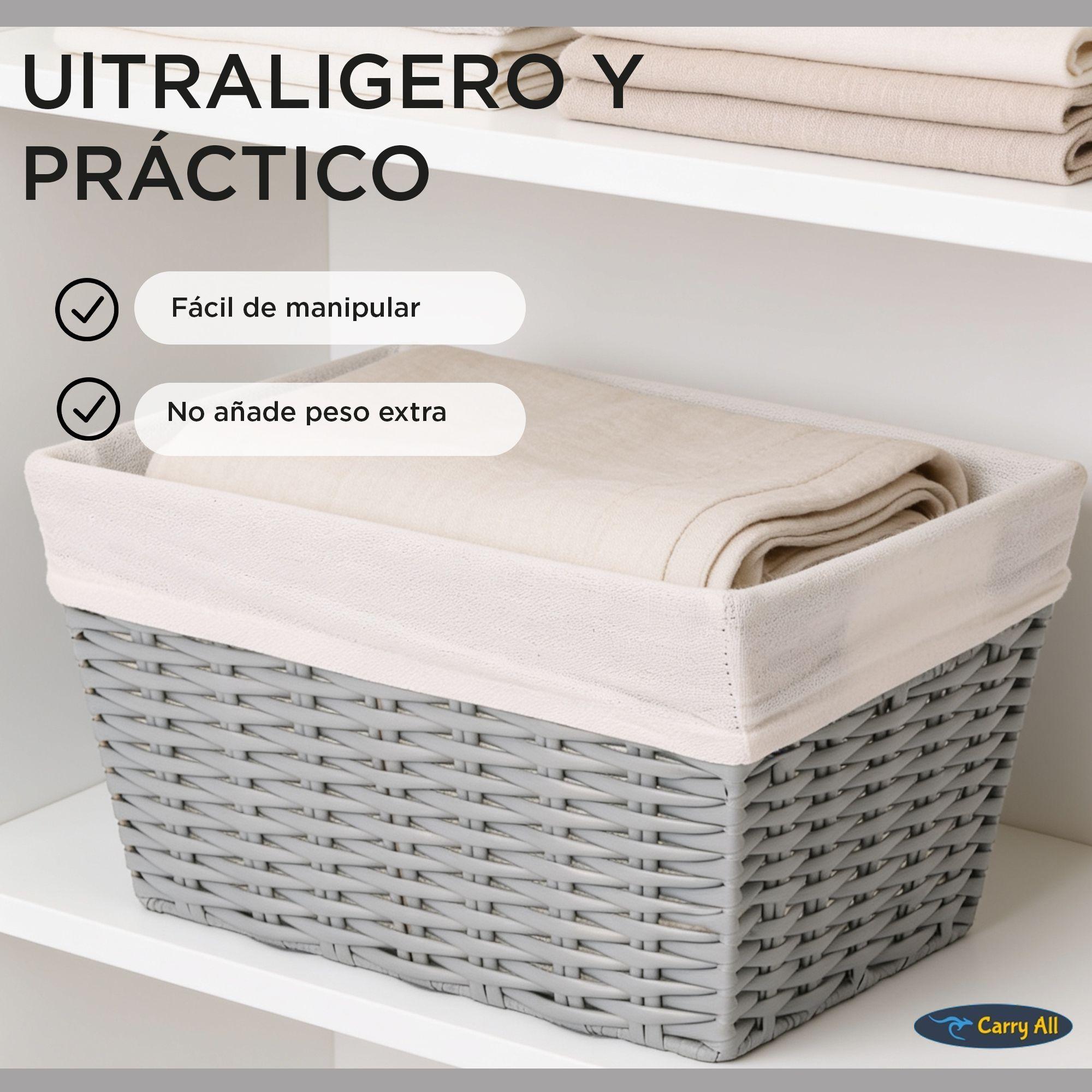 Pack 3 Canastos Cestas Organizadoras Carry All Estilo Rat n Gris S-7