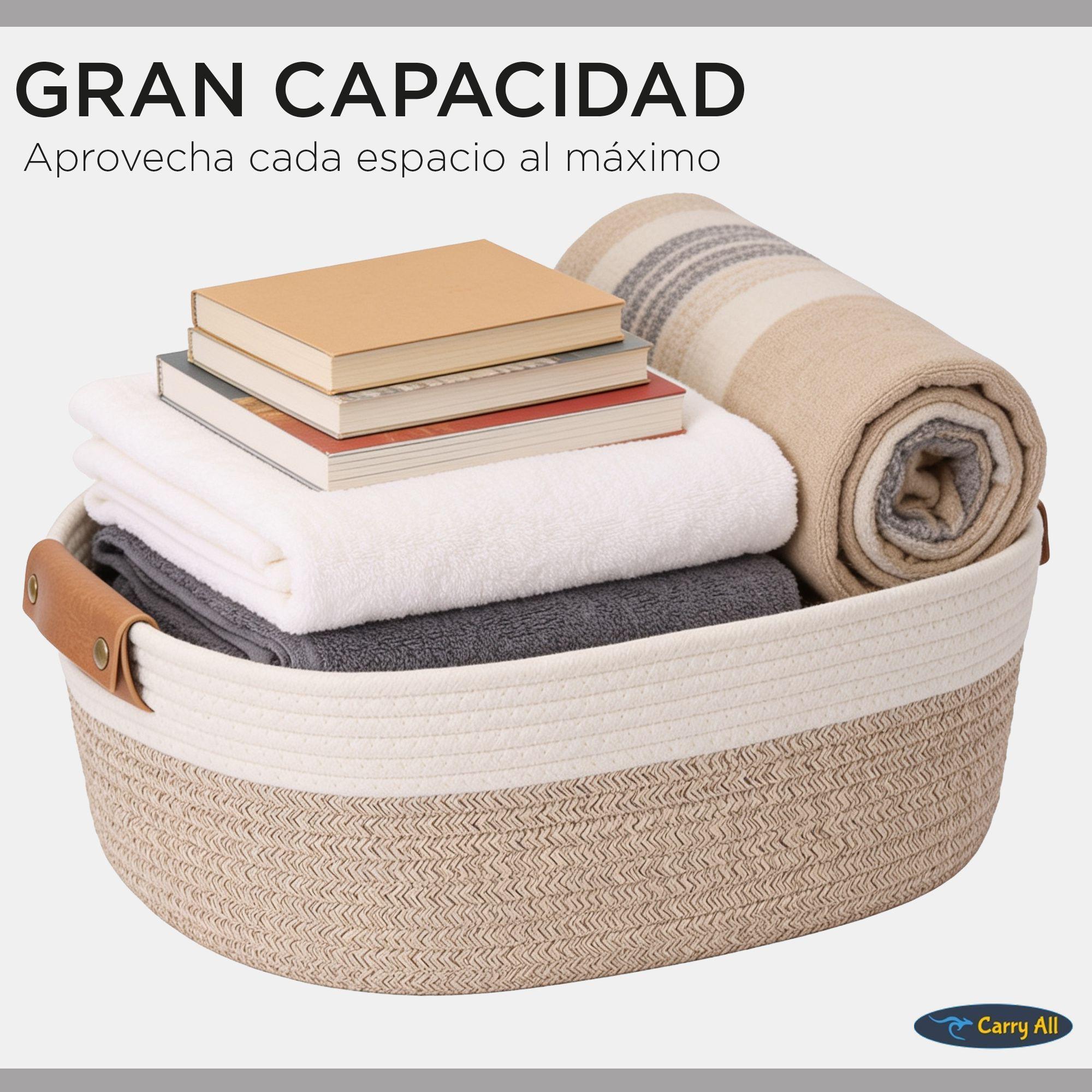 Pack 2 Canastos Cestas Organizadoras De Algodon Carry All Tonos Tierra L-2