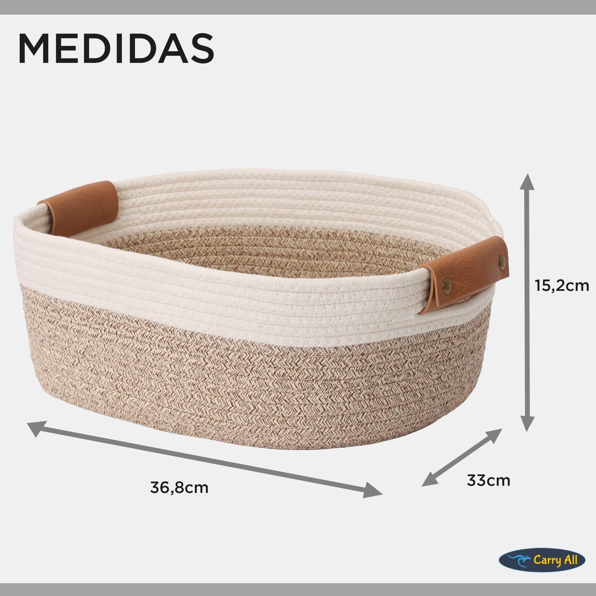 Pack 2 Canastos Cestas Organizadoras De Algodon Carry All Tonos Tierra L-3