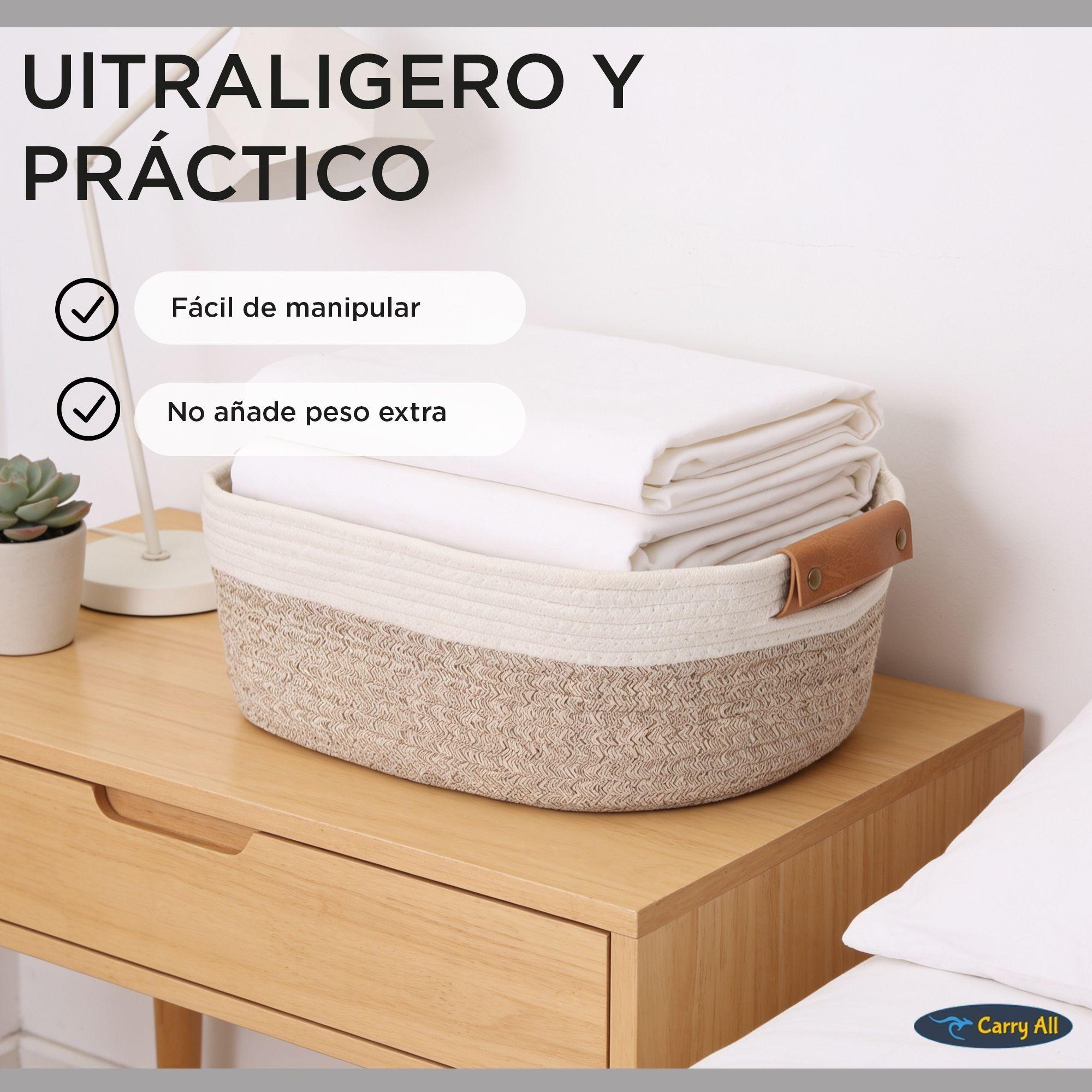 Pack 2 Canastos Cestas Organizadoras De Algodon Carry All Tonos Tierra L-4