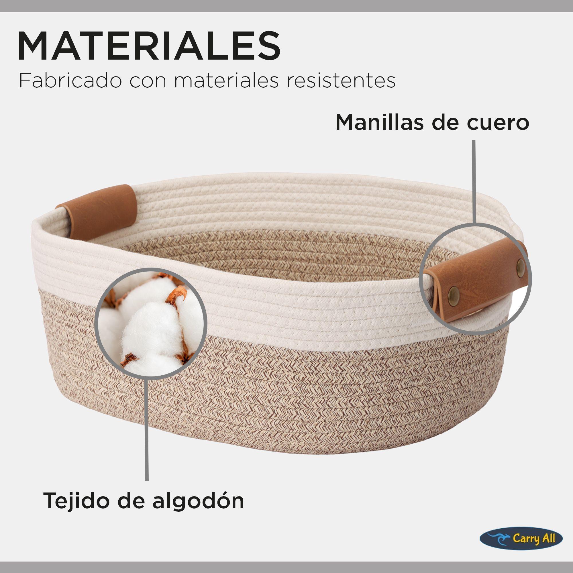 Pack 2 Canastos Cestas Organizadoras De Algodon Carry All Tonos Tierra L-5