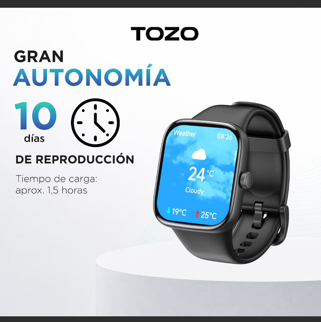 Smartwatch Deportivo TOZO S7 Bluetooth Llamadas Pantalla 1.85 IP68-3