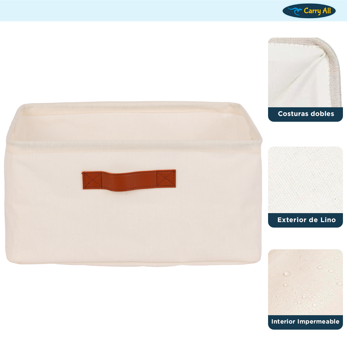 Cesta Organizadora Plegable Carry All De Lino-4