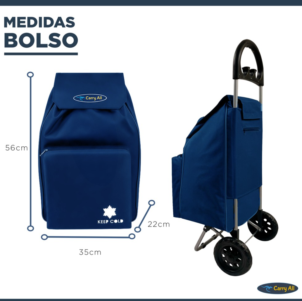 Carrito Plegable Carry All Glasgow Azul 47l Ruedas Goma Bolsa Cooler-3