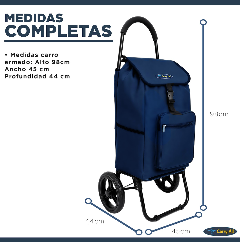 Carrito De Compras Plegable Carry All Sidney 55 Litros Carro De Feria Azul-2
