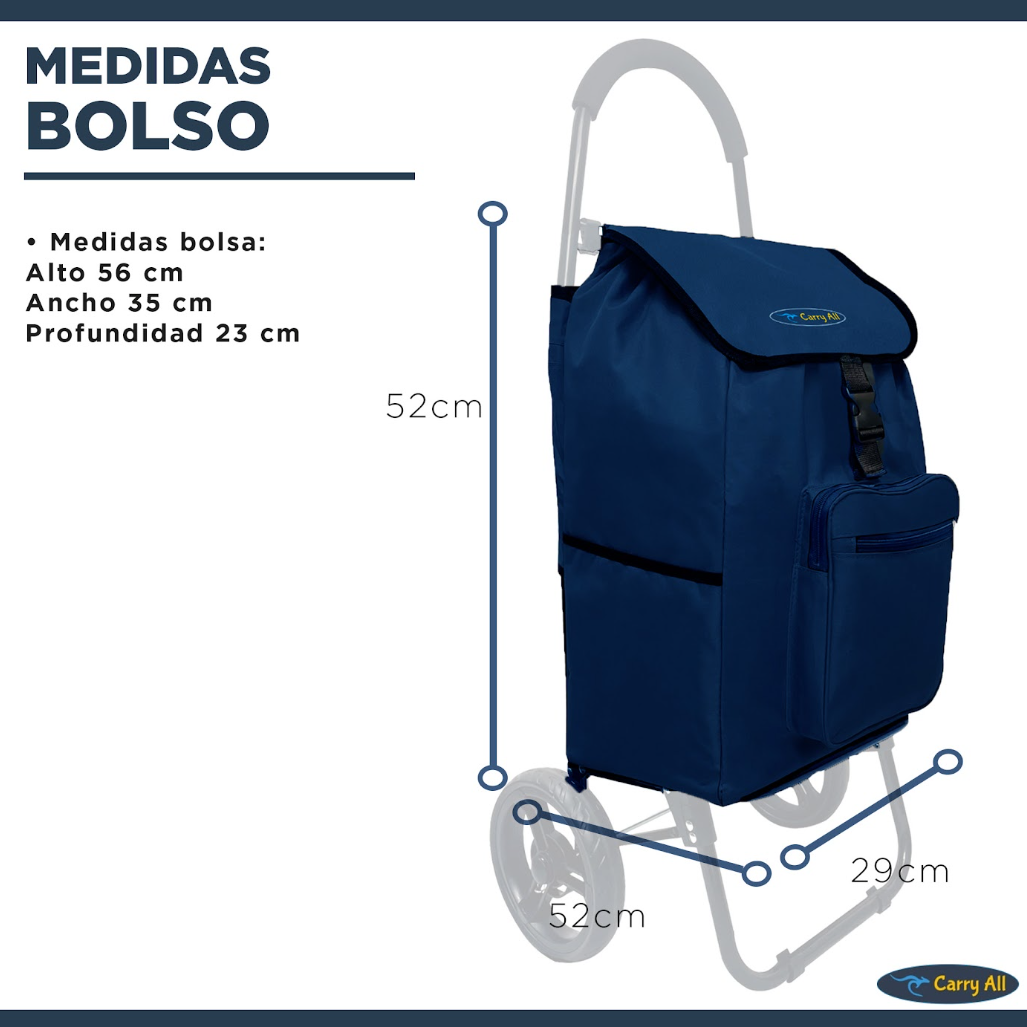 Carrito De Compras Plegable Carry All Sidney 55 Litros Carro De Feria Azul-3
