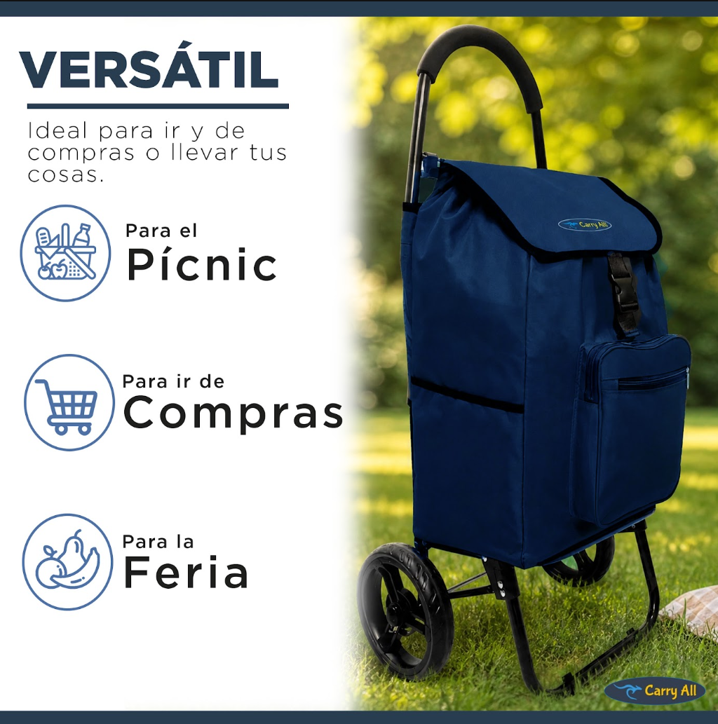 Carrito De Compras Plegable Carry All Sidney 55 Litros Carro De Feria Azul-4