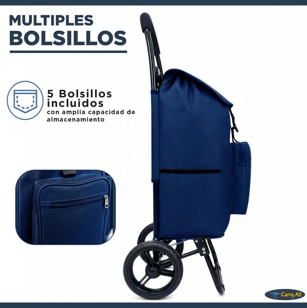 Carrito De Compras Plegable Carry All Sidney 55 Litros Carro De Feria Azul-5