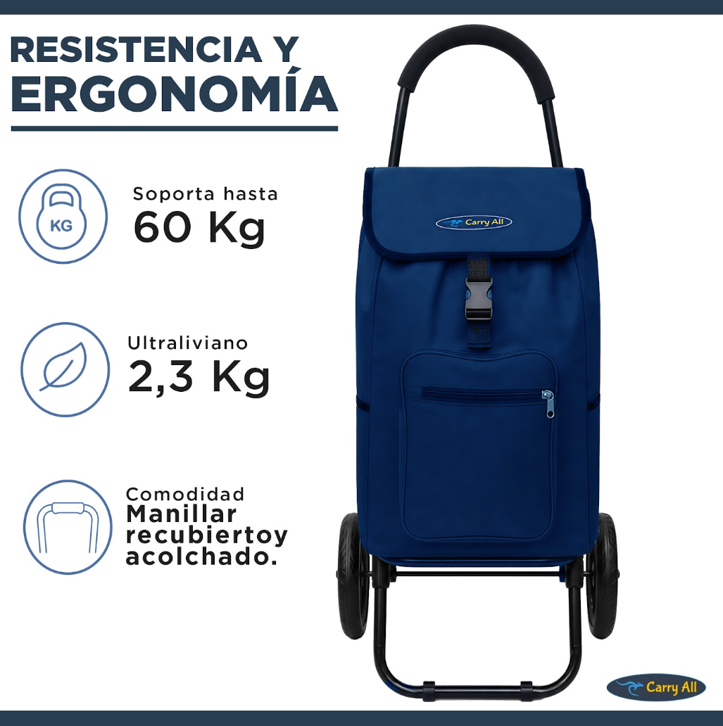 Carrito De Compras Plegable Carry All Sidney 55 Litros Carro De Feria Azul-6