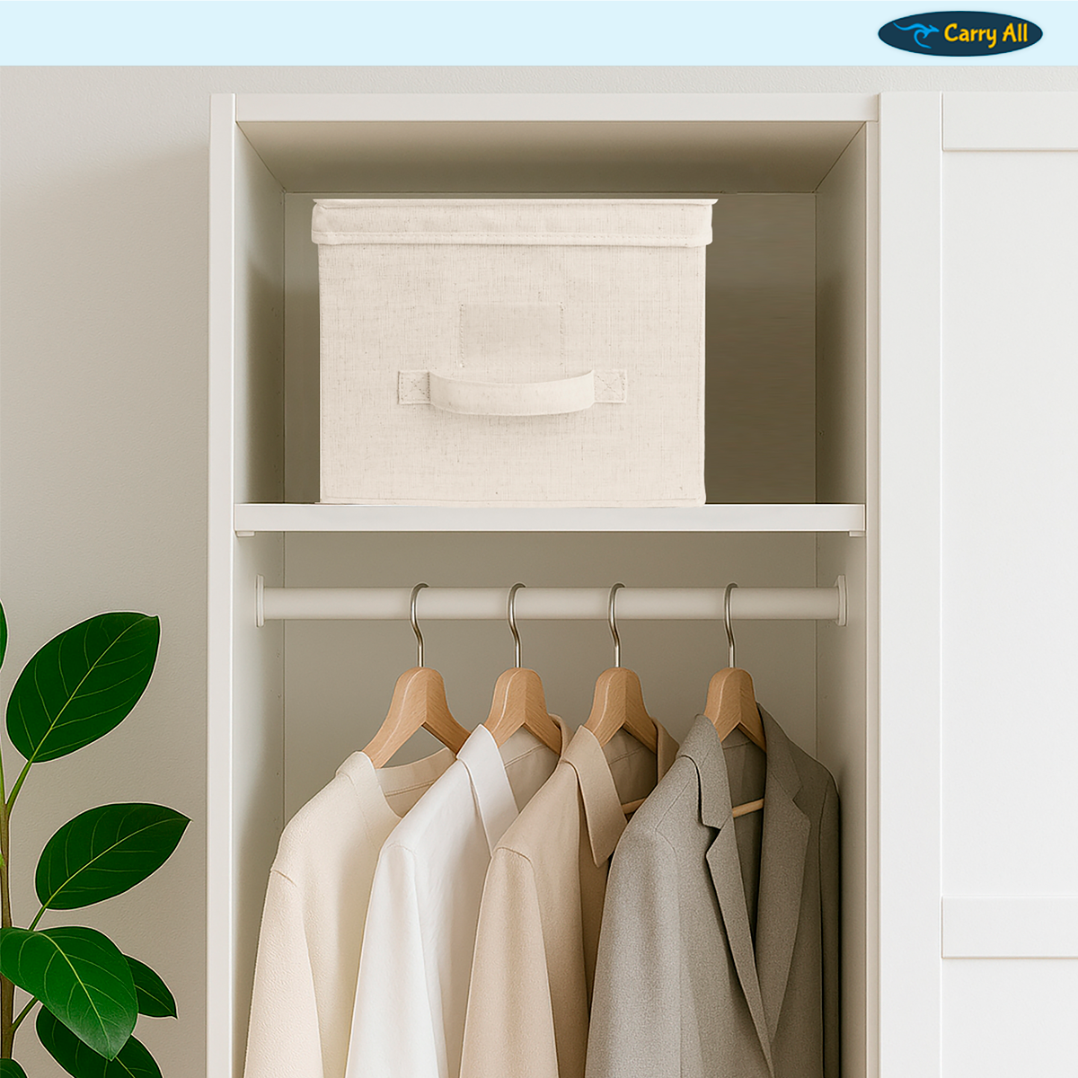 Pack 2 Cajas Organizadoras Carry All Plegables De Tela Beige L-4