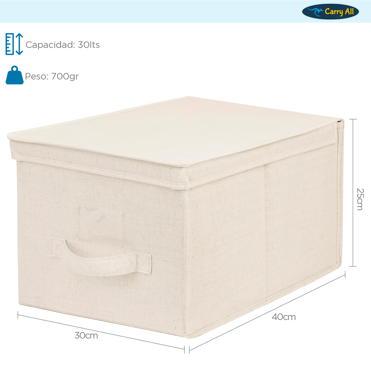 Pack 2 Cajas Organizadoras Carry All Plegables De Tela Beige L-5