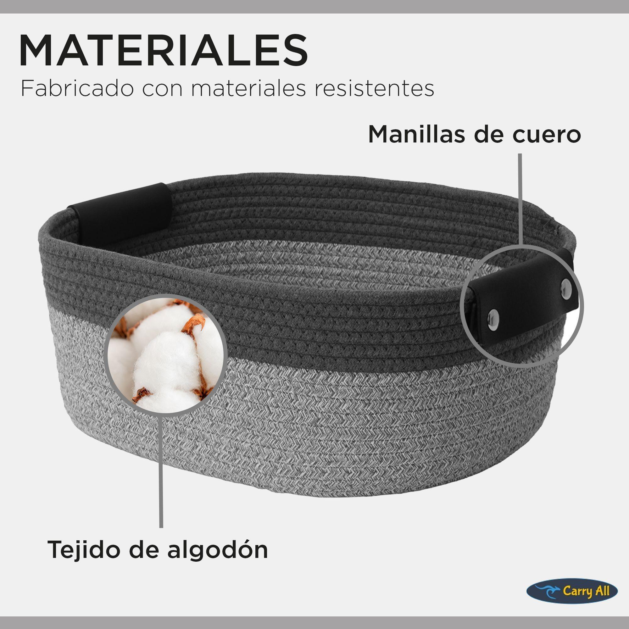 Pack 2 Canastos Cestas Organizadoras De Algodon Carry All Tonos Grises L-6