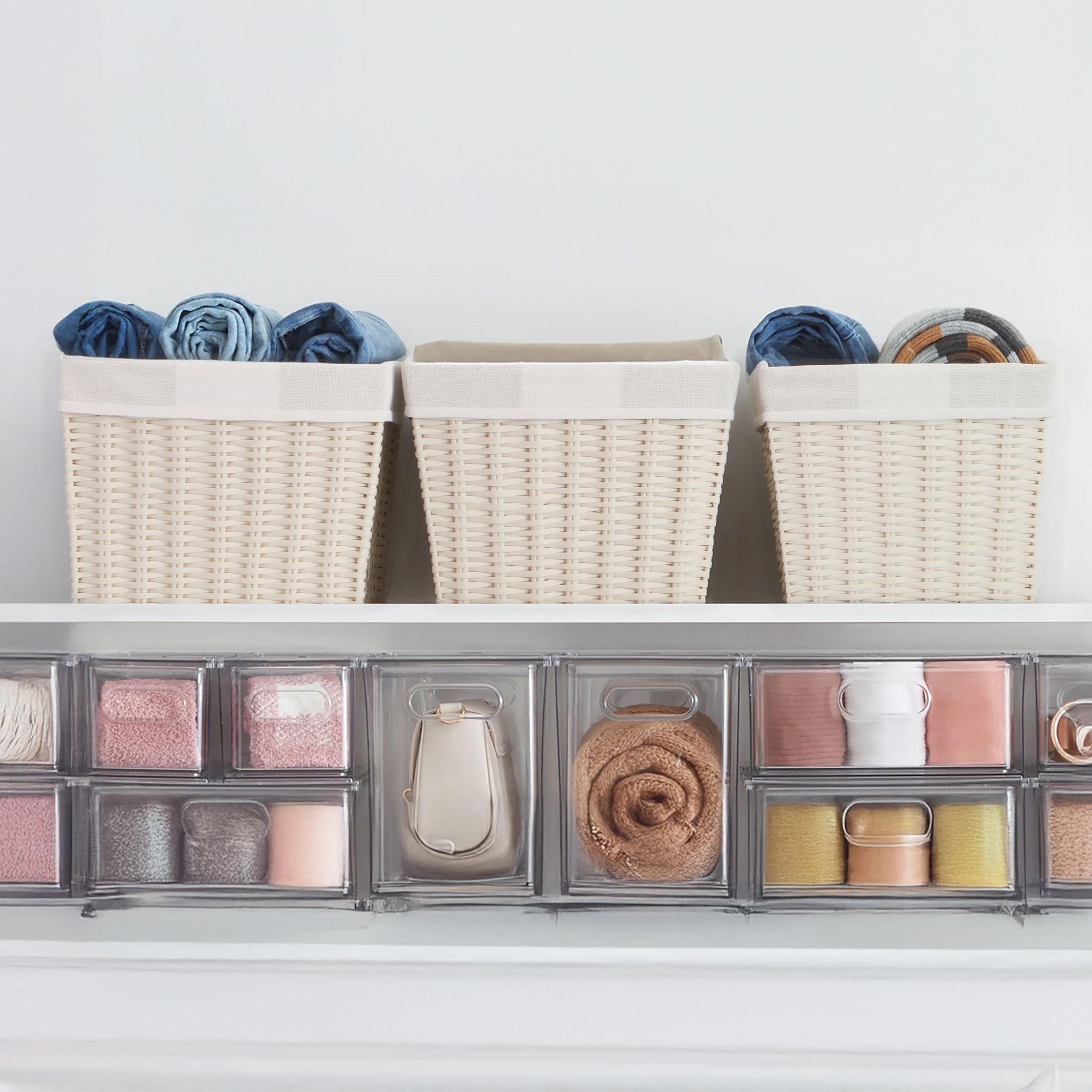 Canasto Cesta Organizadora Carry All  Estilo Ratán Crema M-5