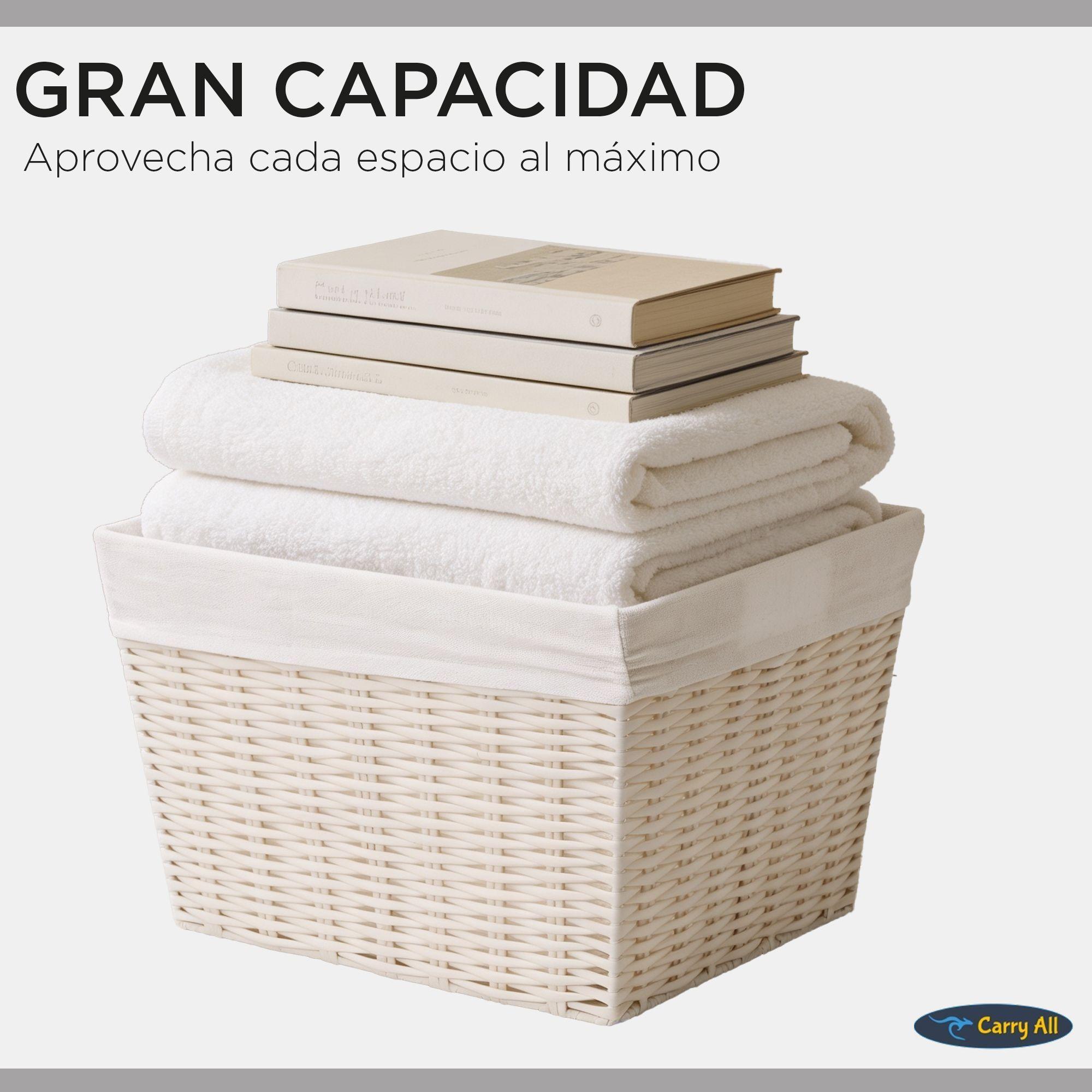 Pack 2 Canastos Cestas Organizadoras Carry All Estilo Rat n Crema M-2