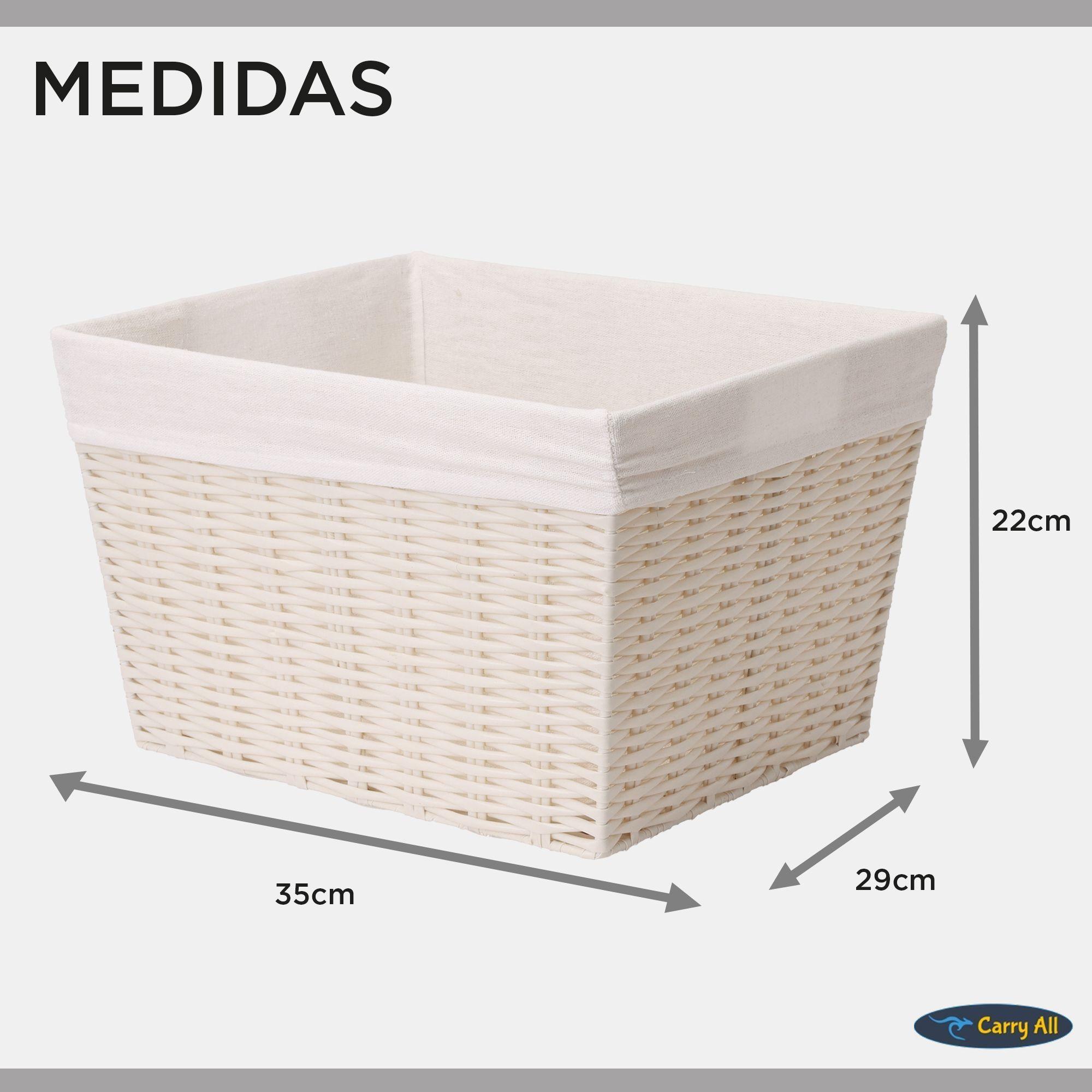 Pack 2 Canastos Cestas Organizadoras Carry All Estilo Rat n Crema M-3