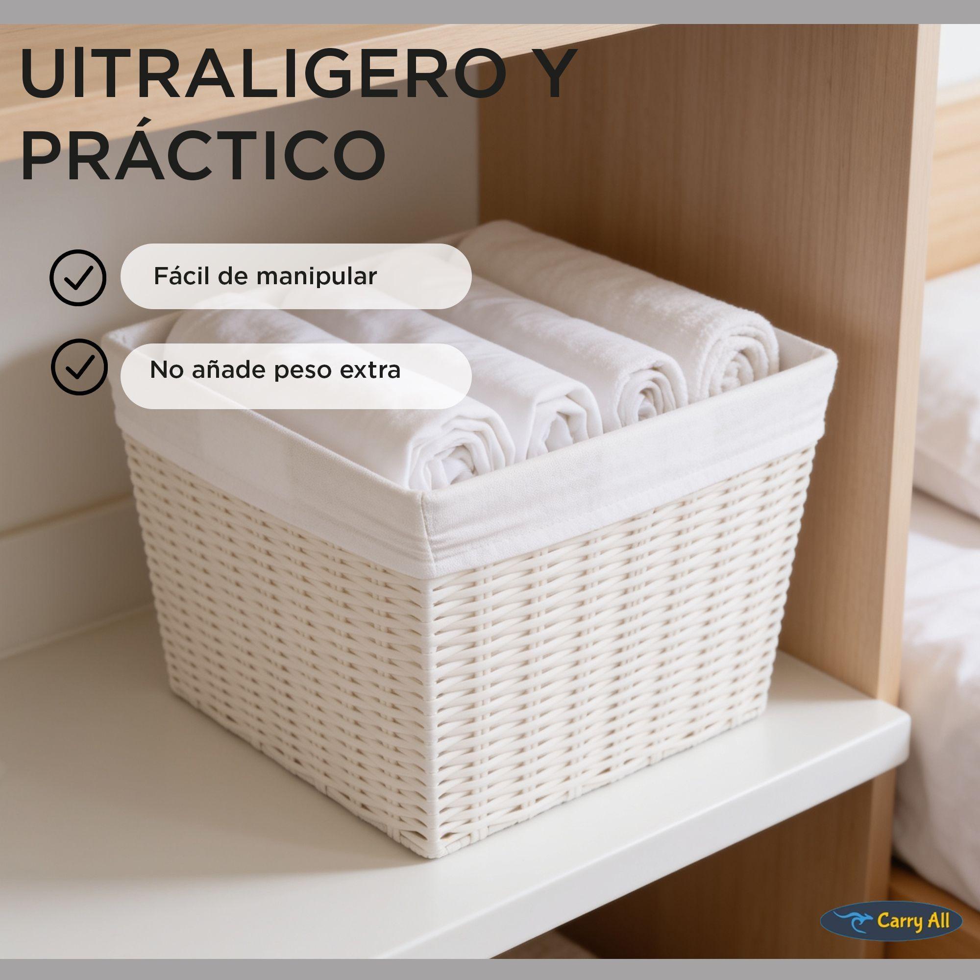Pack 2 Canastos Cestas Organizadoras Carry All Estilo Rat n Crema M-4