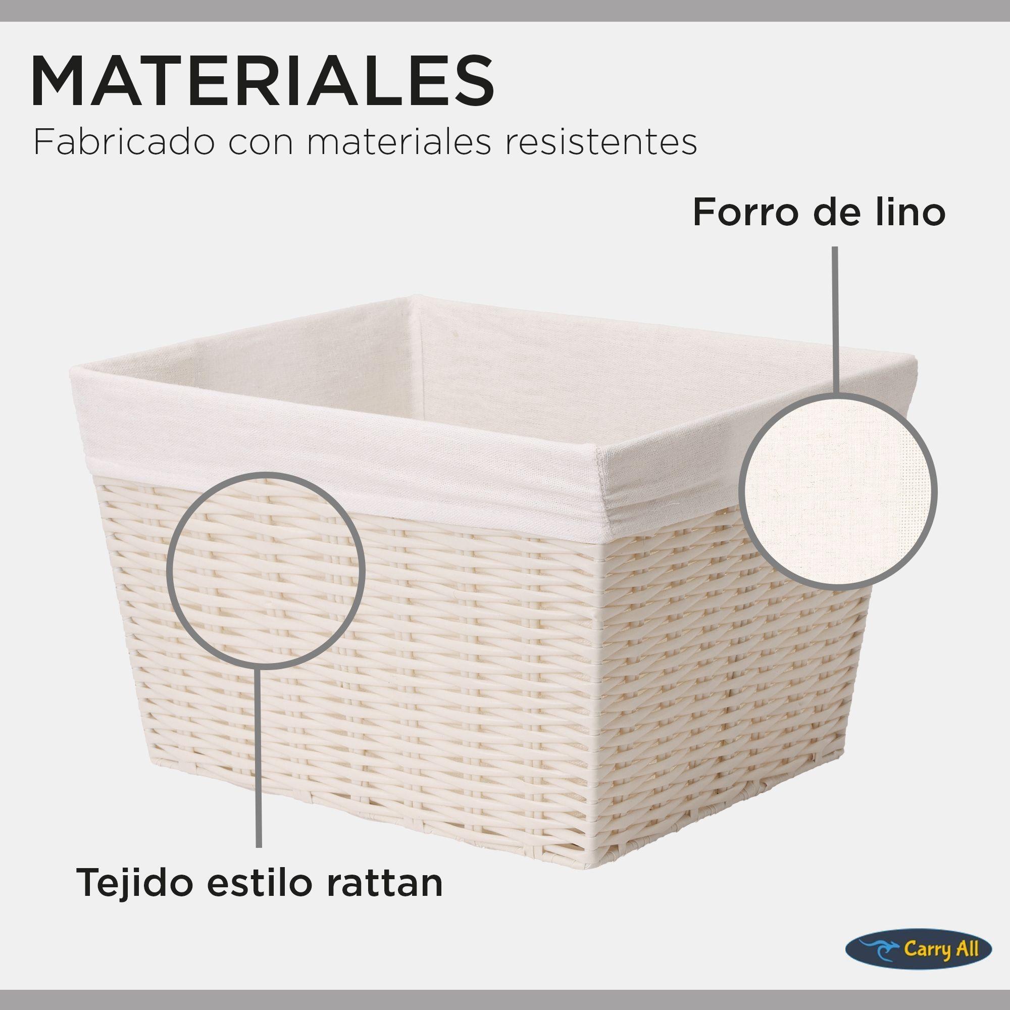 Pack 2 Canastos Cestas Organizadoras Carry All Estilo Rat n Crema M-5