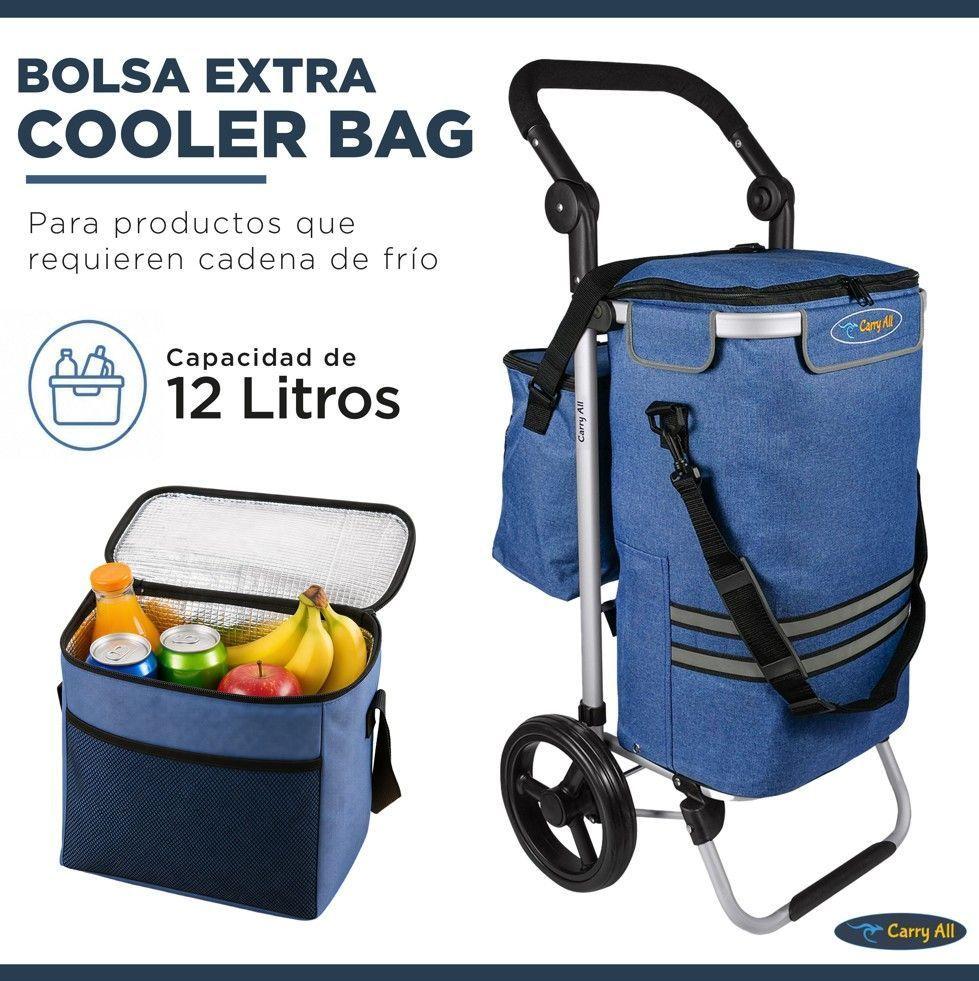 Carrito de Compras Plegable Supermercado o Feria + Bolso Cooler Blue-2