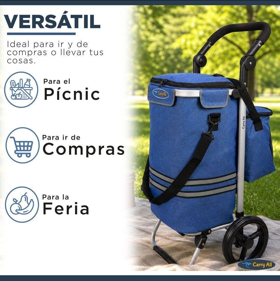 Carrito de Compras Plegable Supermercado o Feria + Bolso Cooler Blue-6