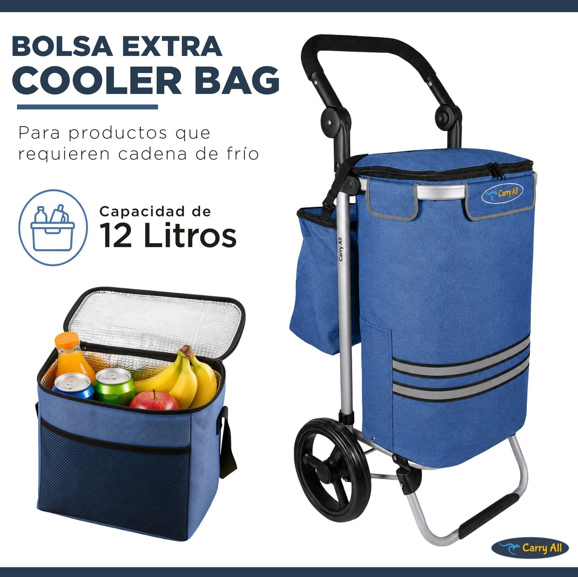 Carrito de Compras Plegable Supermercado o Feria + Bolso Cooler Blue-2
