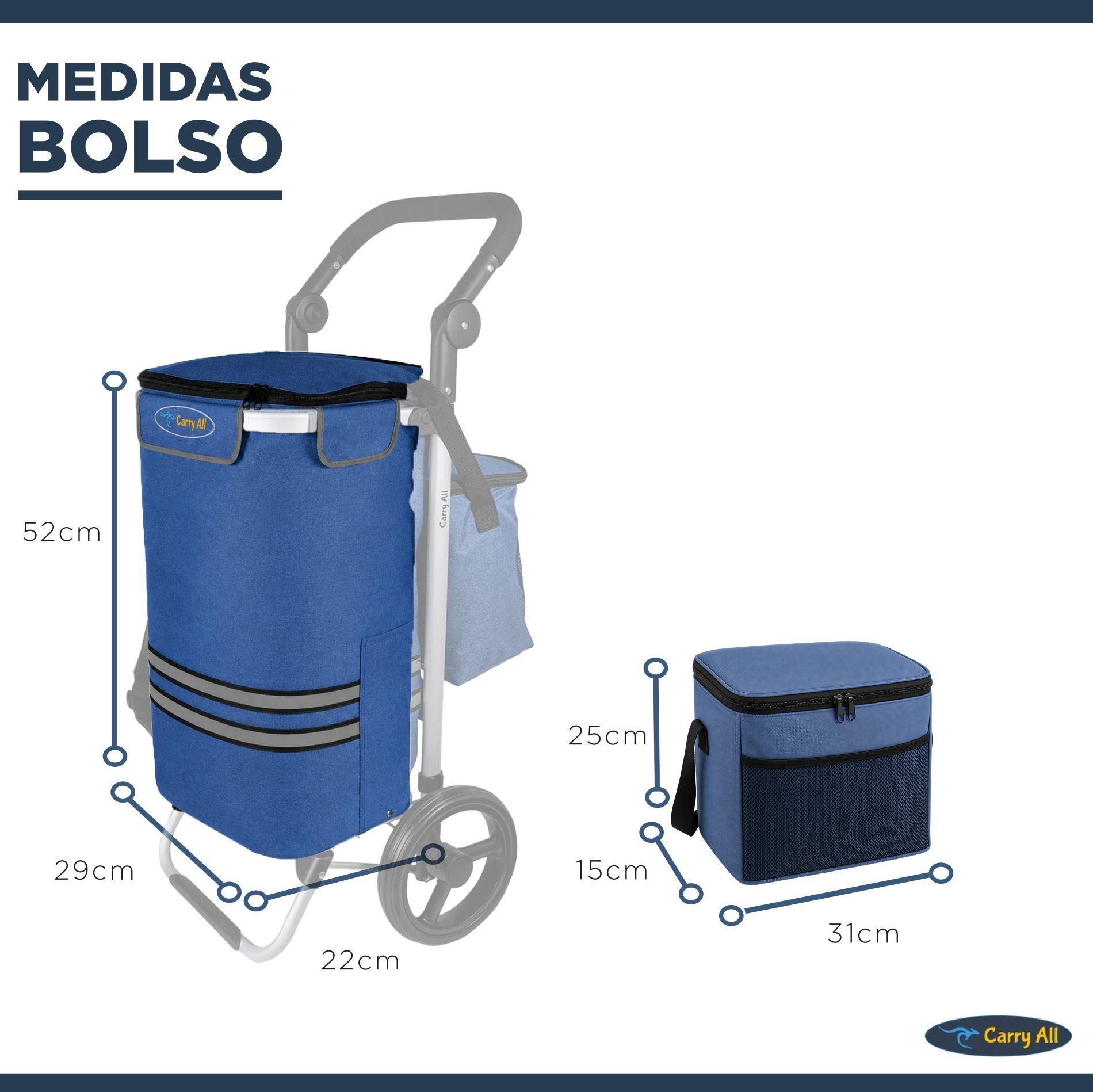 Carrito de Compras Plegable Supermercado o Feria + Bolso Cooler Blue-3