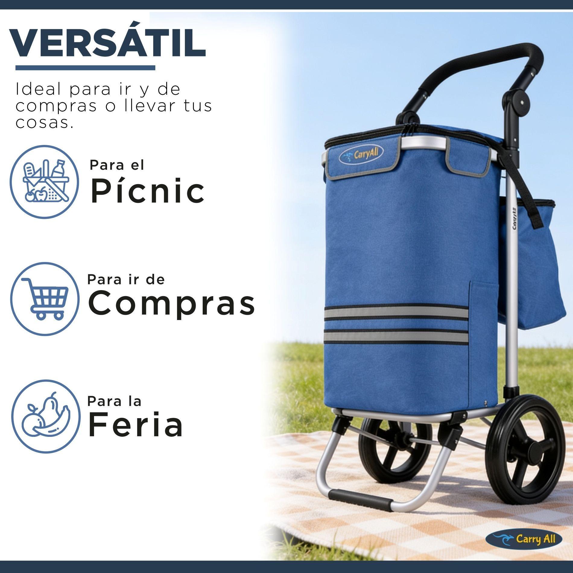 Carrito de Compras Plegable Supermercado o Feria + Bolso Cooler Blue-6