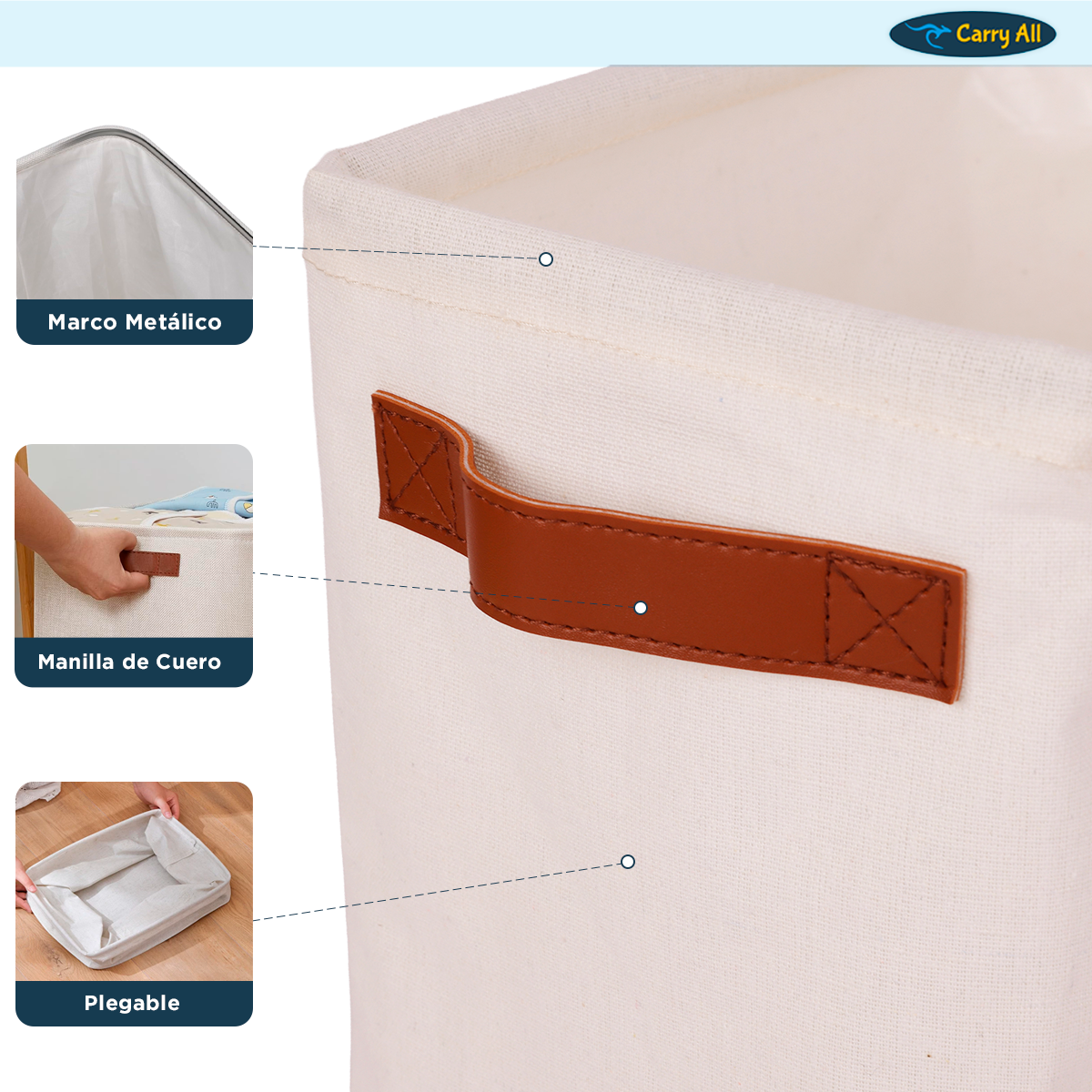 Cesta Organizadora Plegable Carry All De Lino M-2